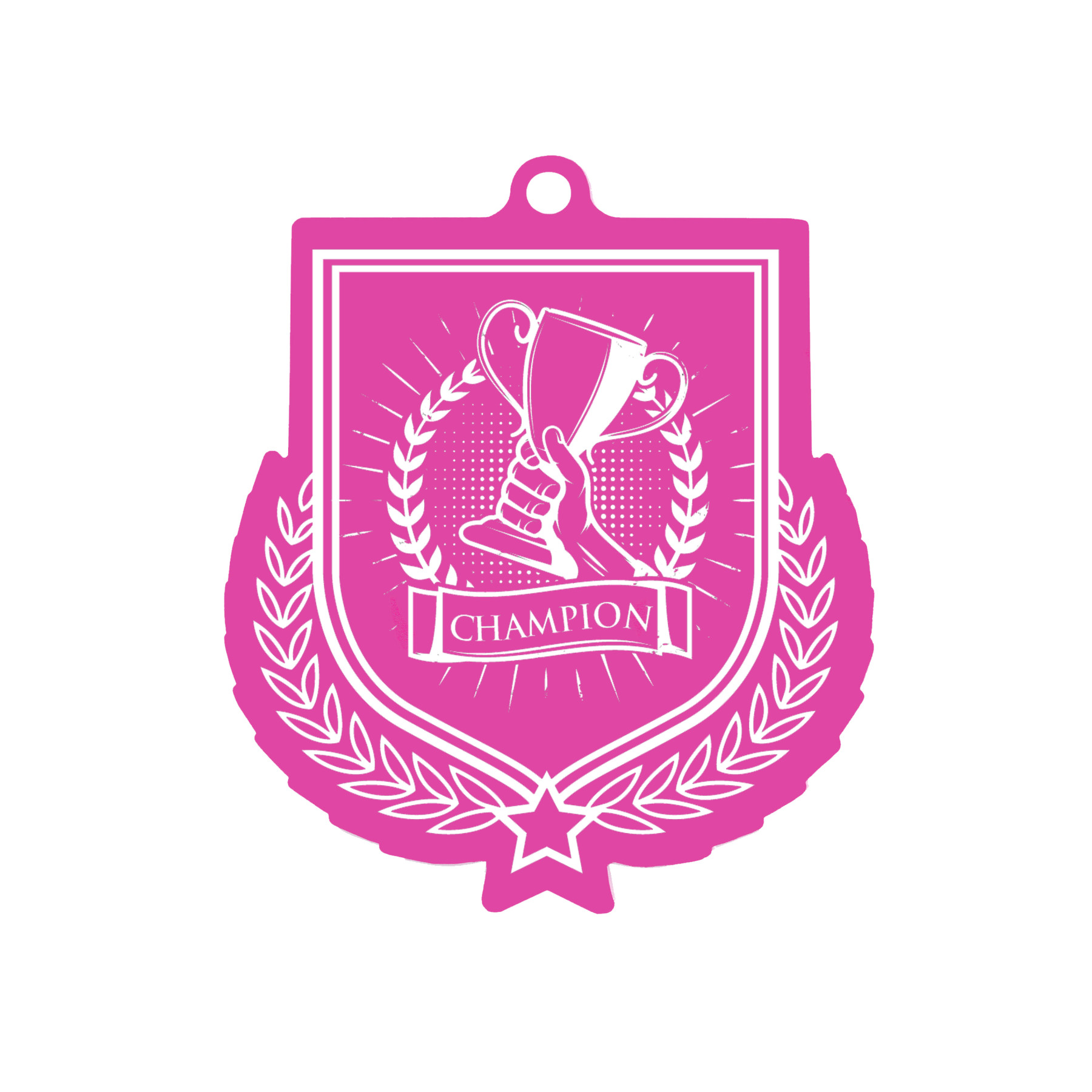 Colour Printed Champion Shield Shaped Medal