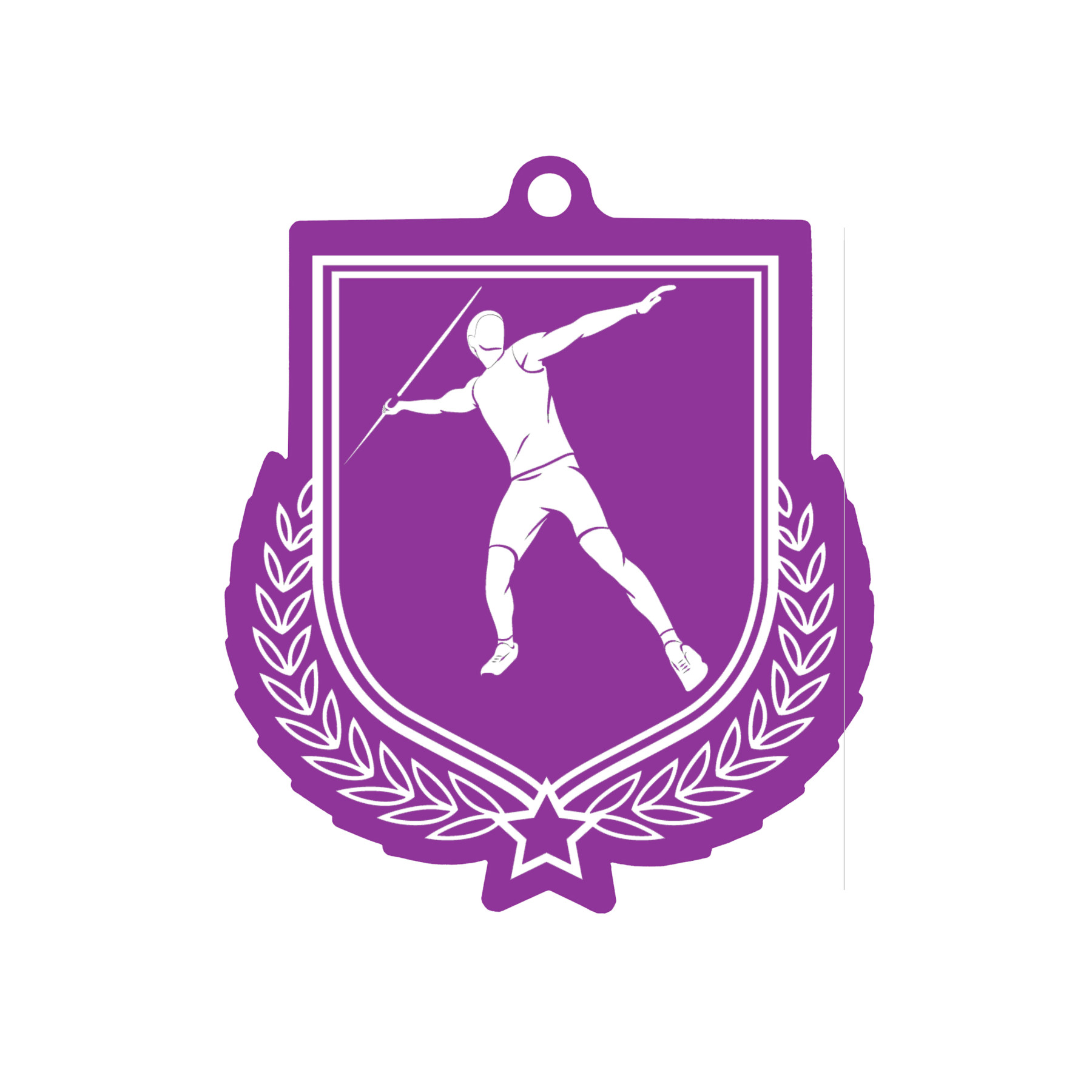 Colour Printed Javelin Shield Shaped Medal