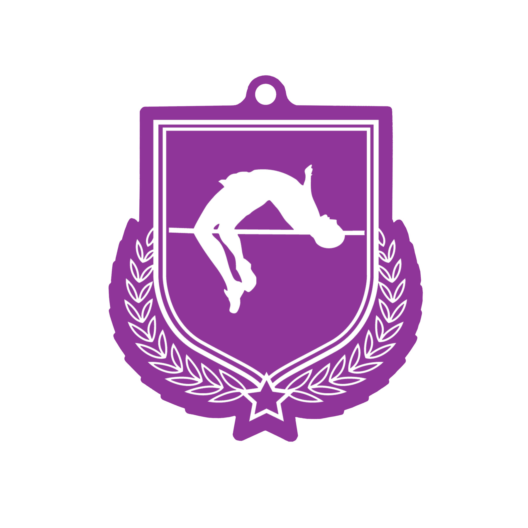 Colour Printed Pole Vault Shield Shaped Medal