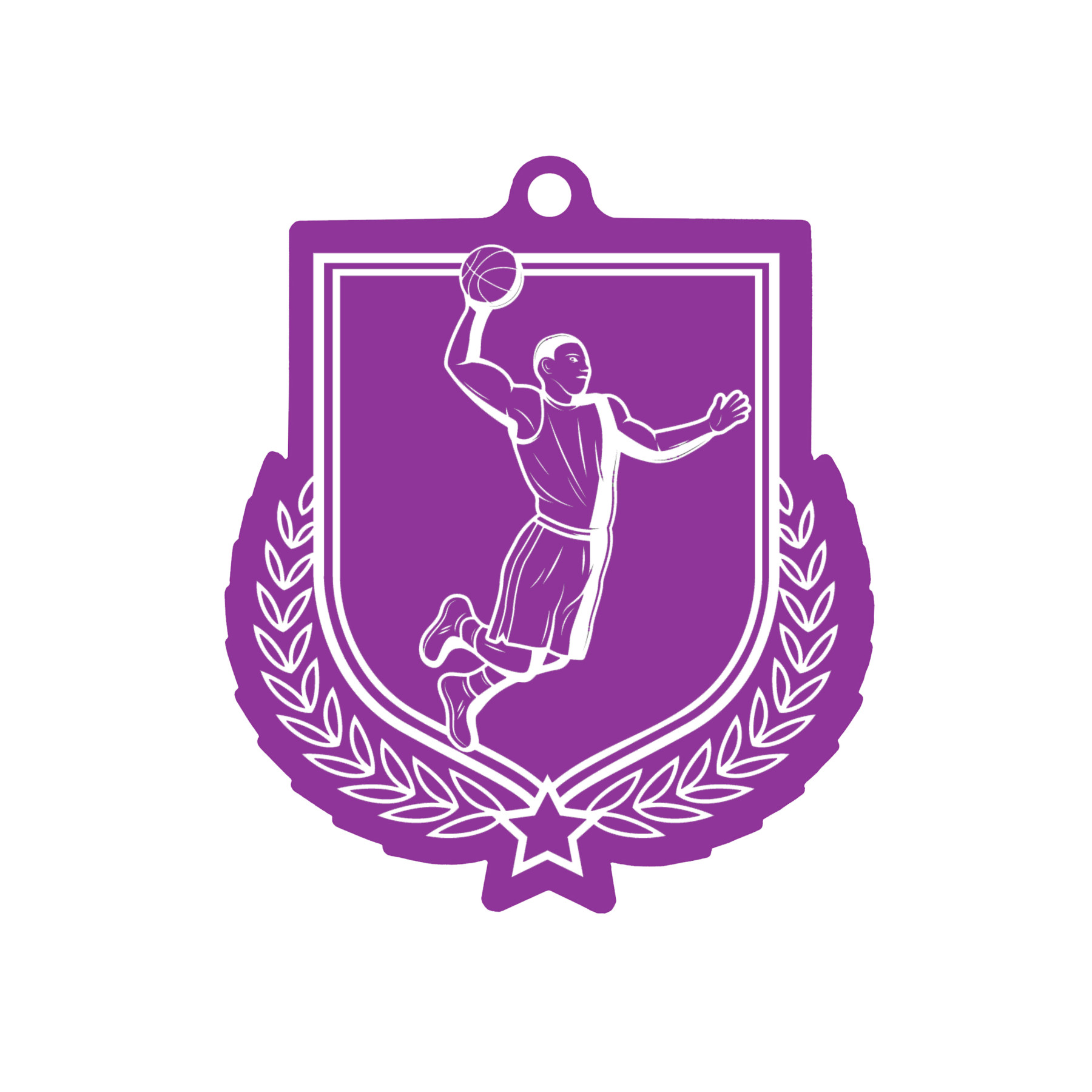 Colour Printed Basketball Shield Shaped Medal