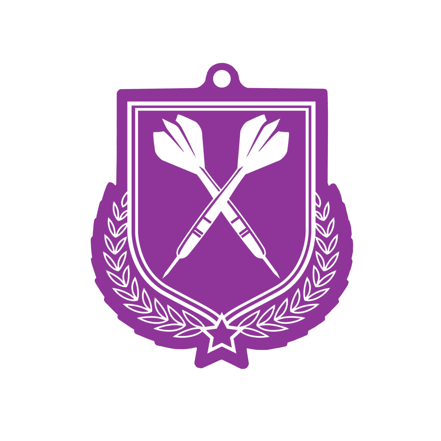 Colour Printed Darts Shield Shaped Medal