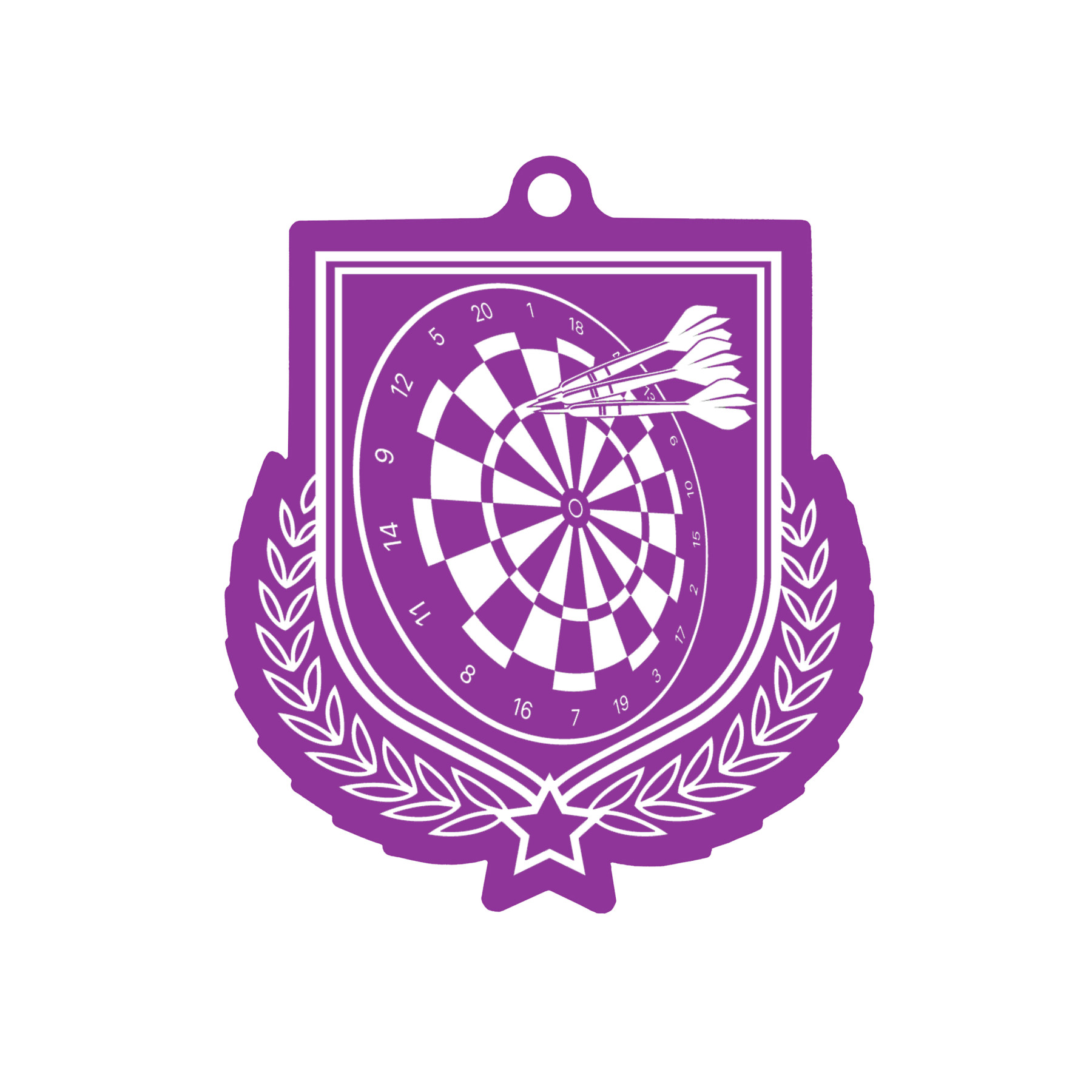 Colour Printed Darts Shield Shaped Medal