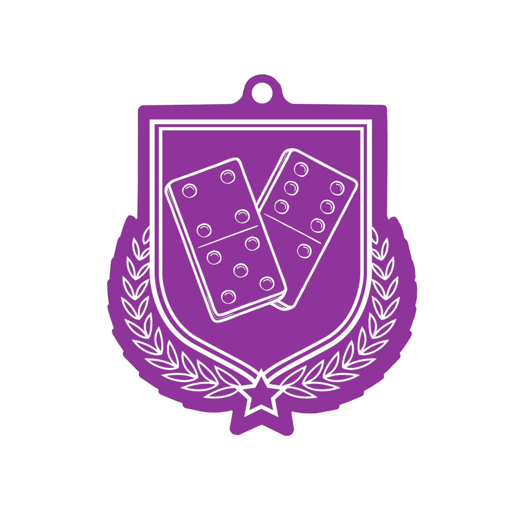 Colour Printed Dominoes Shield Shaped Medal