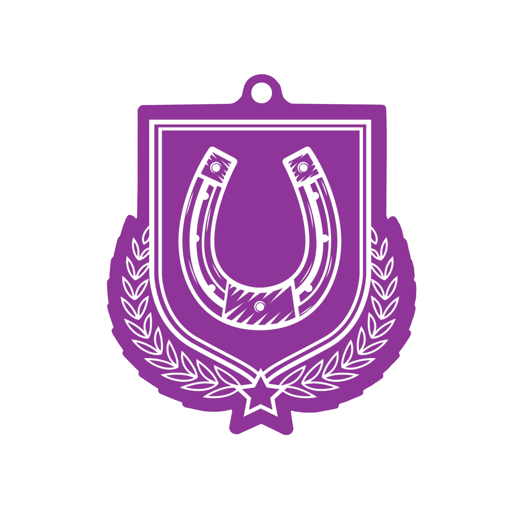 Colour Printed Horse Shoes Shield Shaped Medal