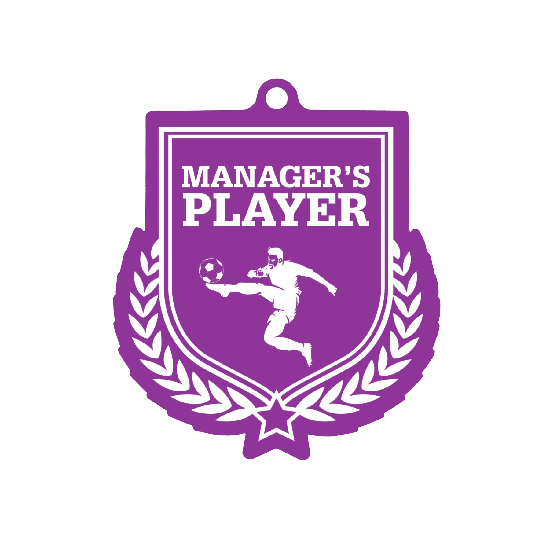 Colour Printed Football Manager's Player Shield Shaped Medal