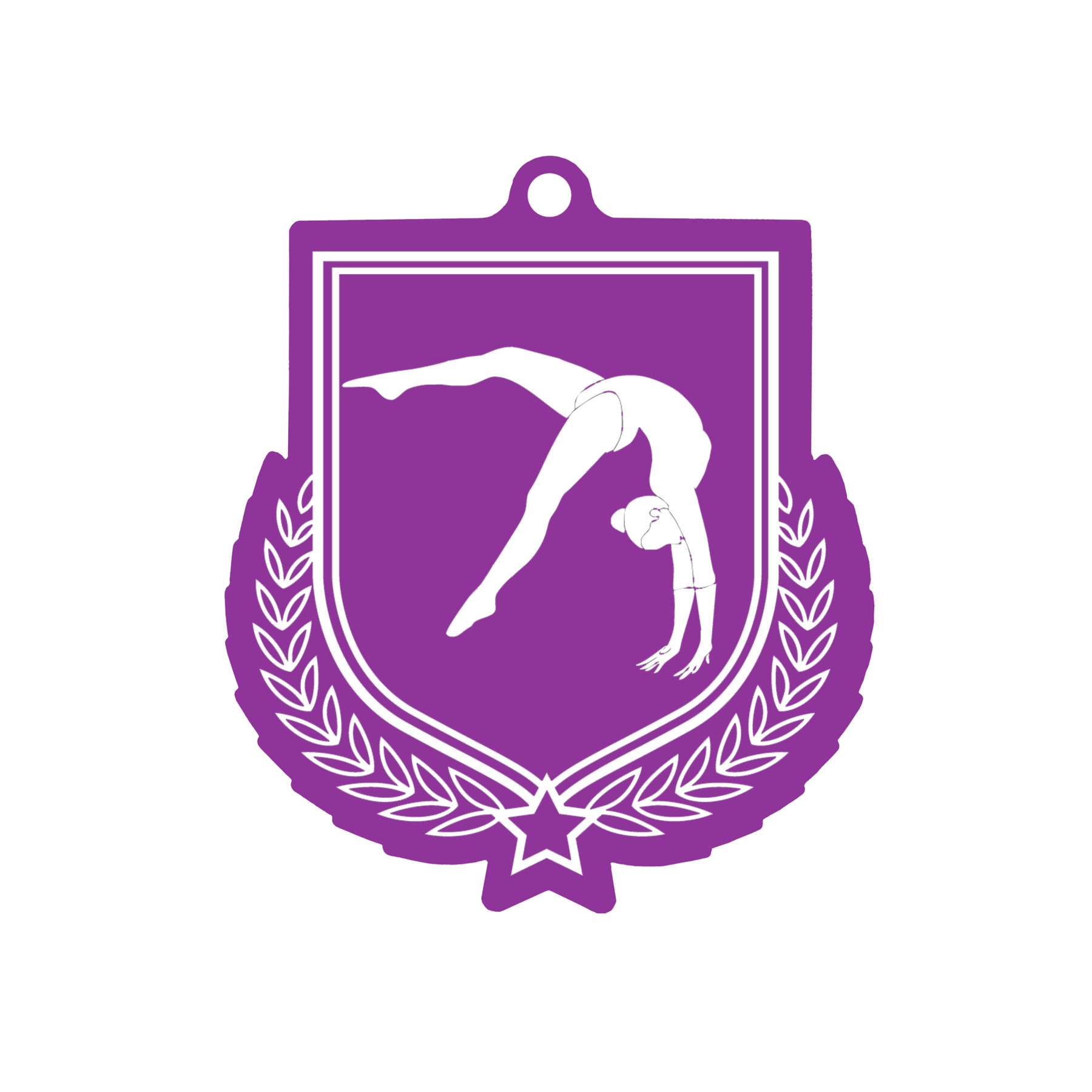 Colour Printed Gymnastics Shield Shaped Medal