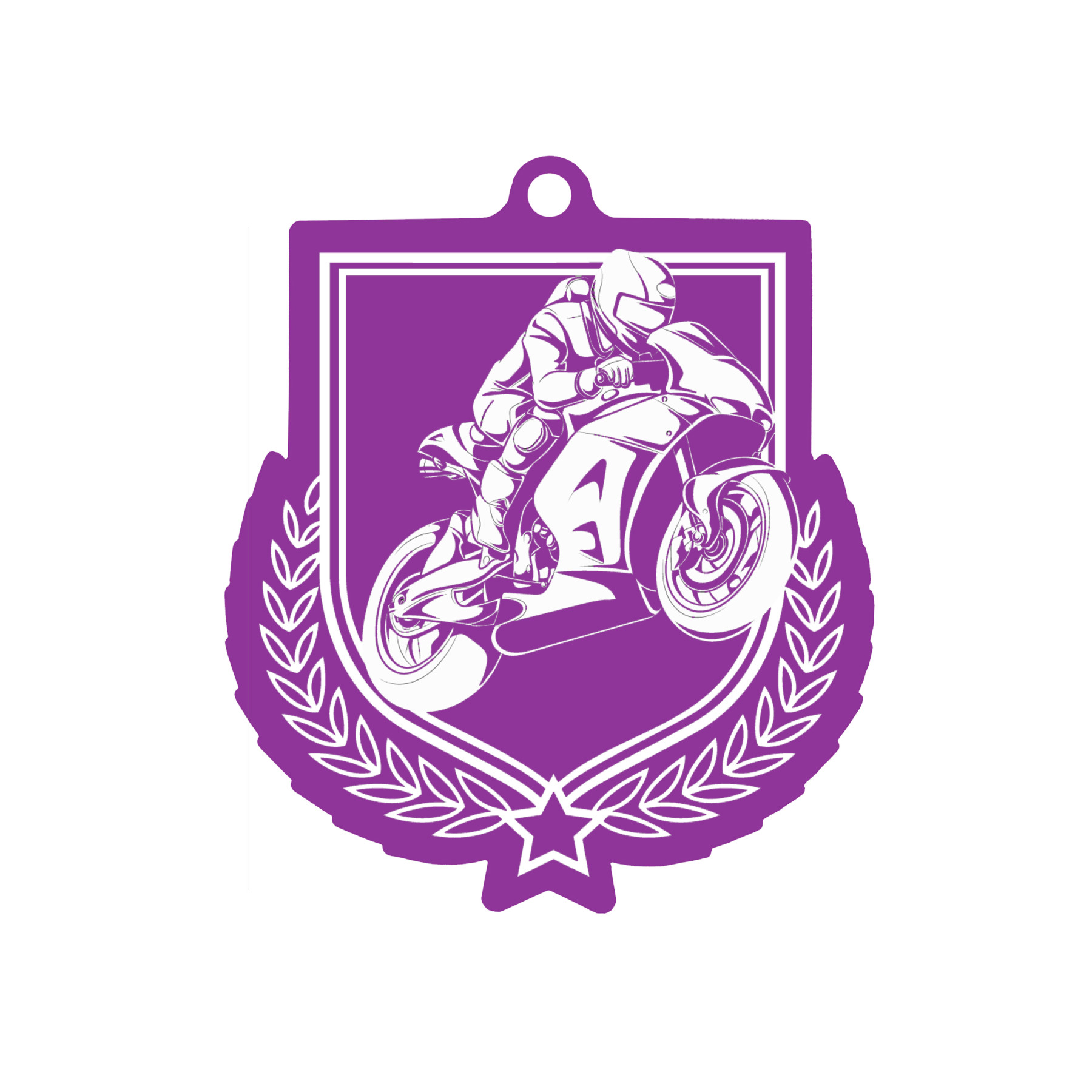 Colour Printed Motorsport Shield Shaped Medal