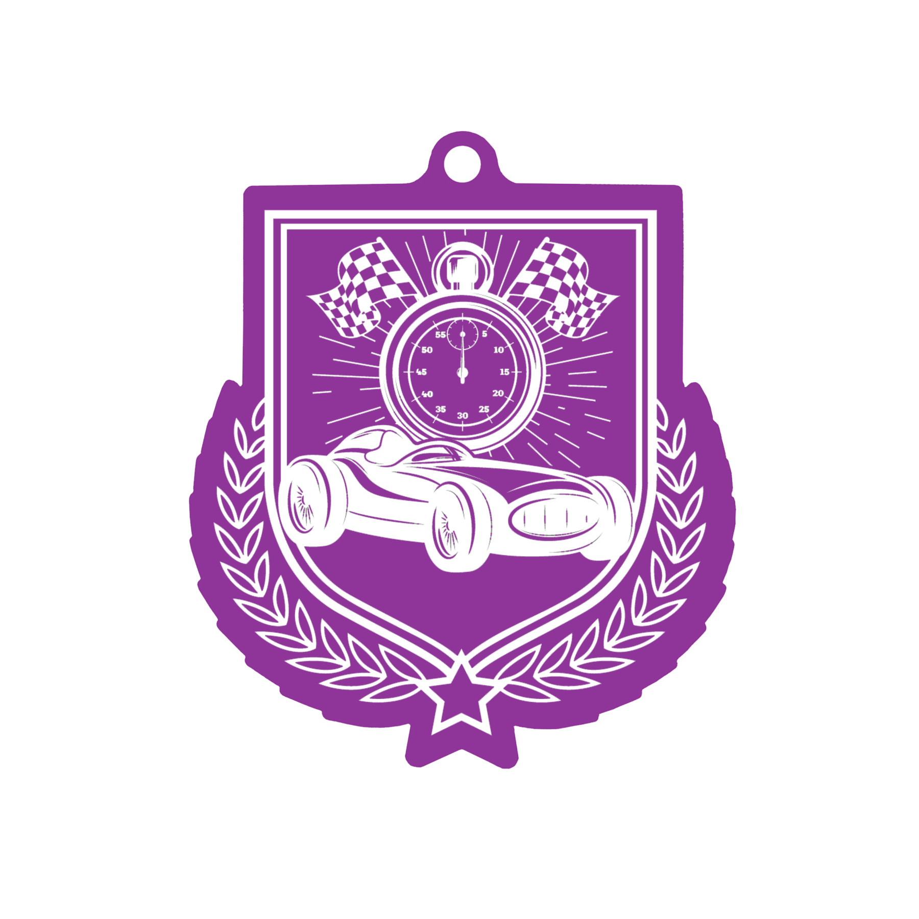 Colour Printed Motorsport Shield Shaped Medal