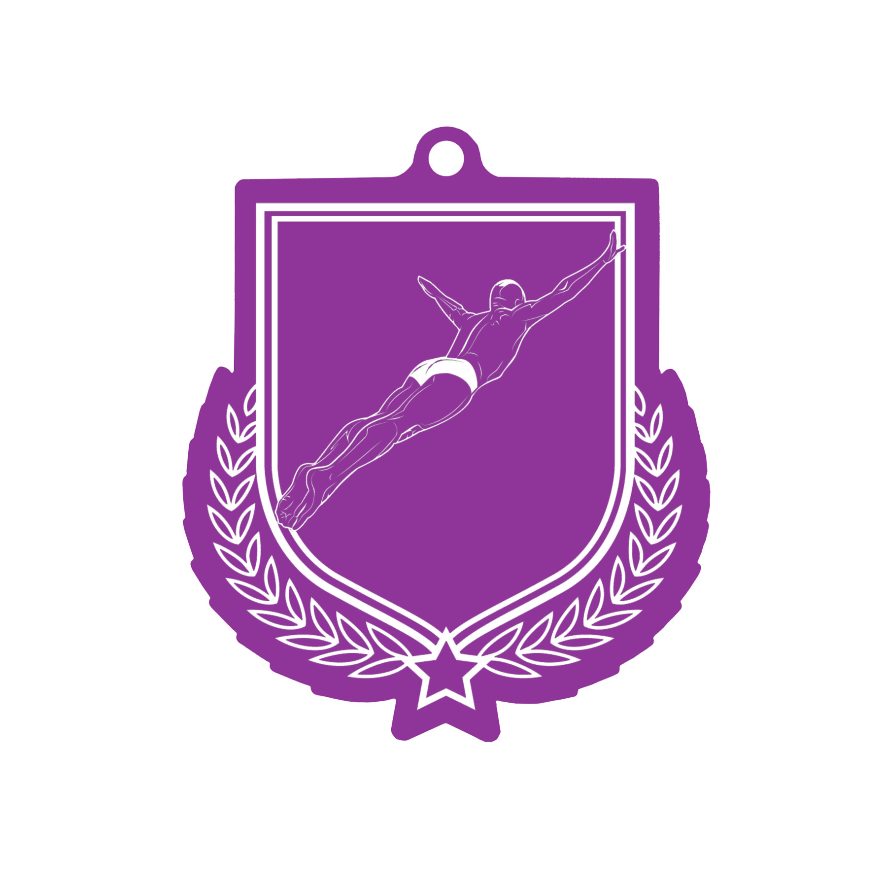 Colour Printed Diving Shield Shaped Medal
