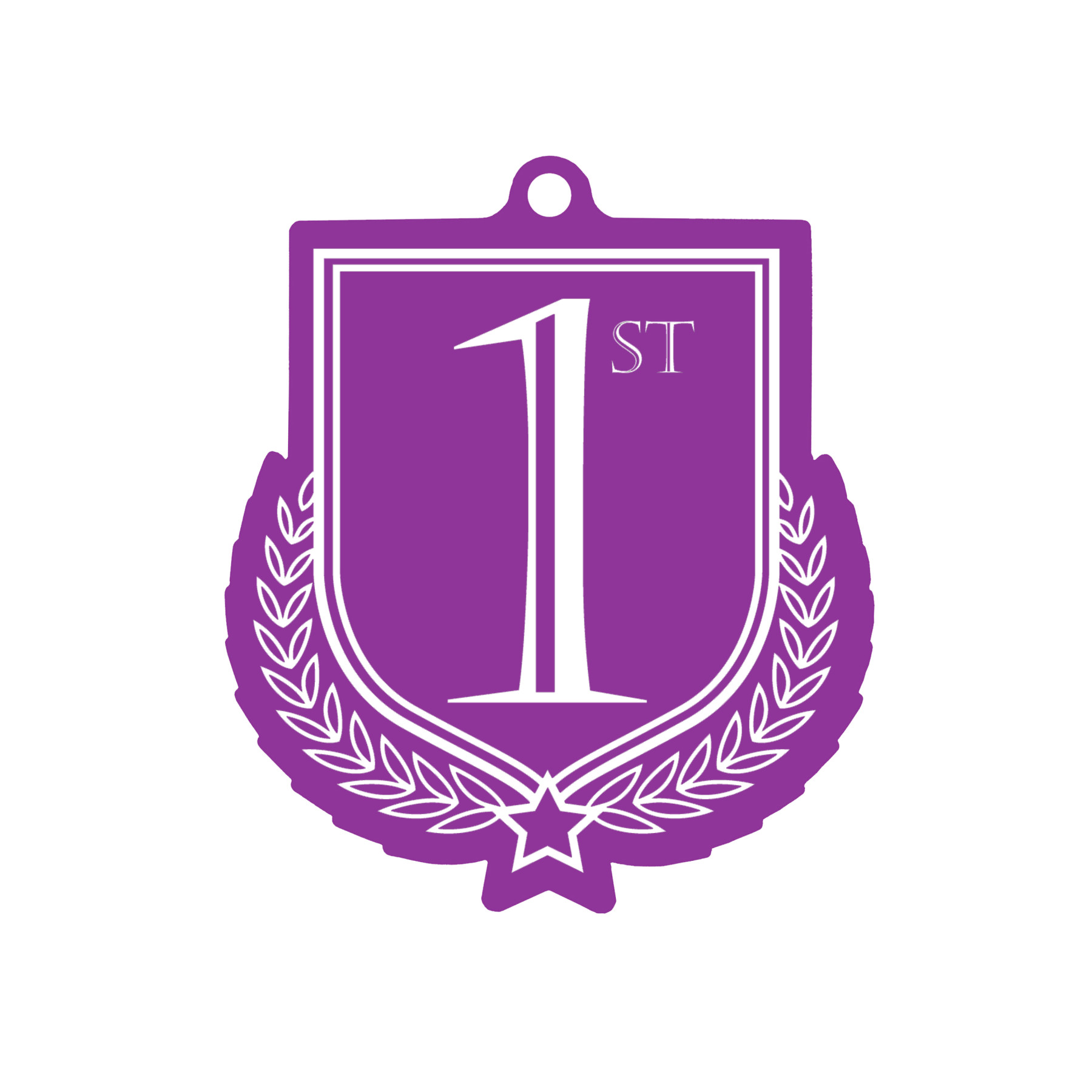 Colour Printed 1st Place Shield Shaped Medal