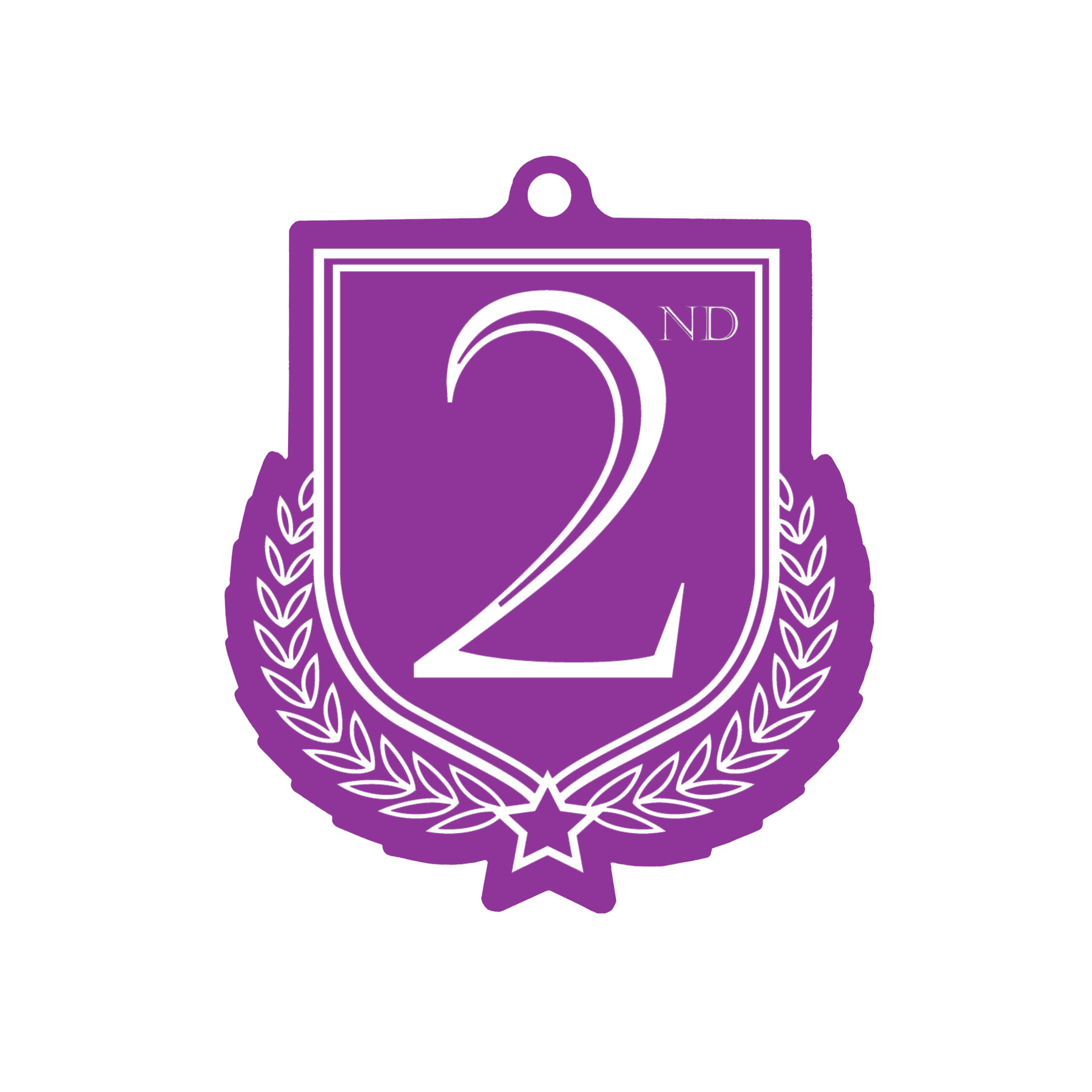 Colour Printed 2nd Place Shield Shaped Medal