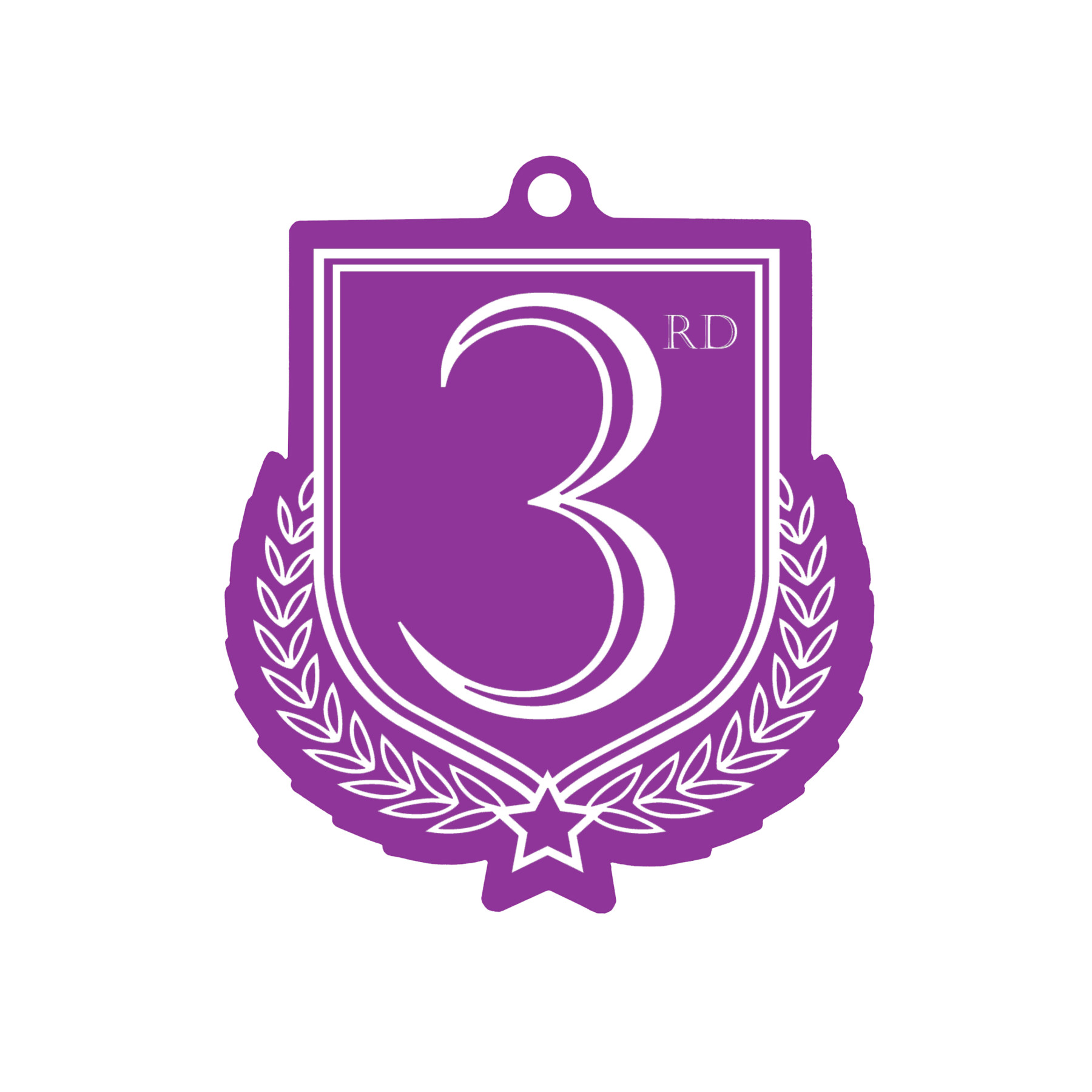 Colour Printed 3rd Place Shield Shaped Medal