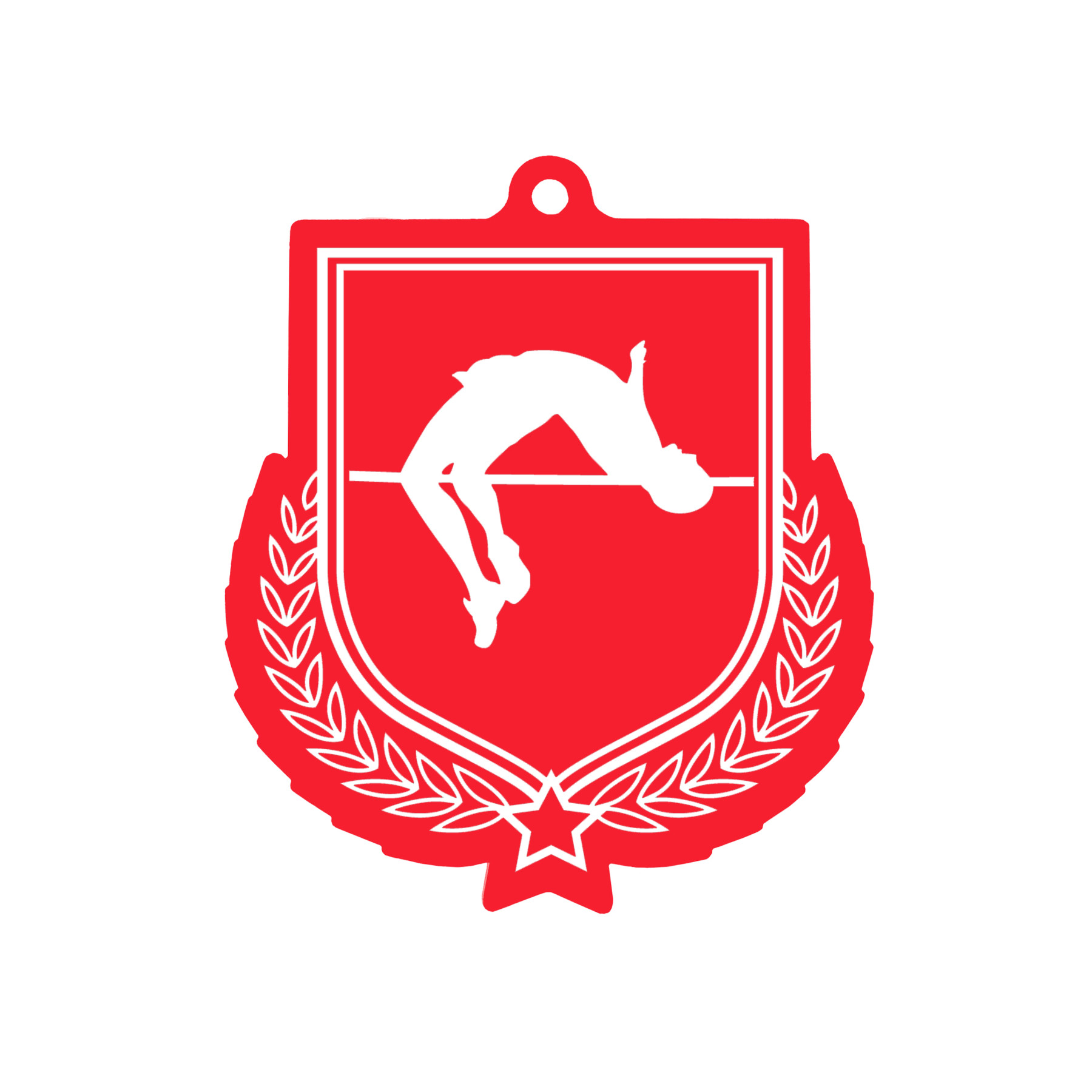 Colour Printed Pole Vault Shield Shaped Medal