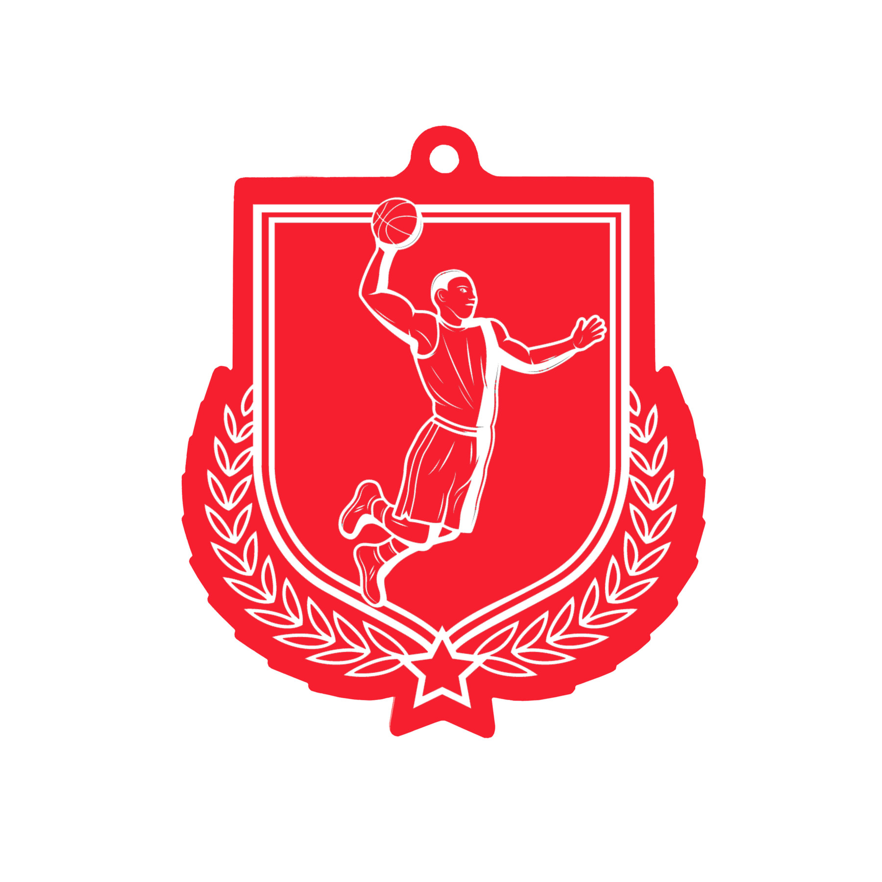 Colour Printed Basketball Shield Shaped Medal