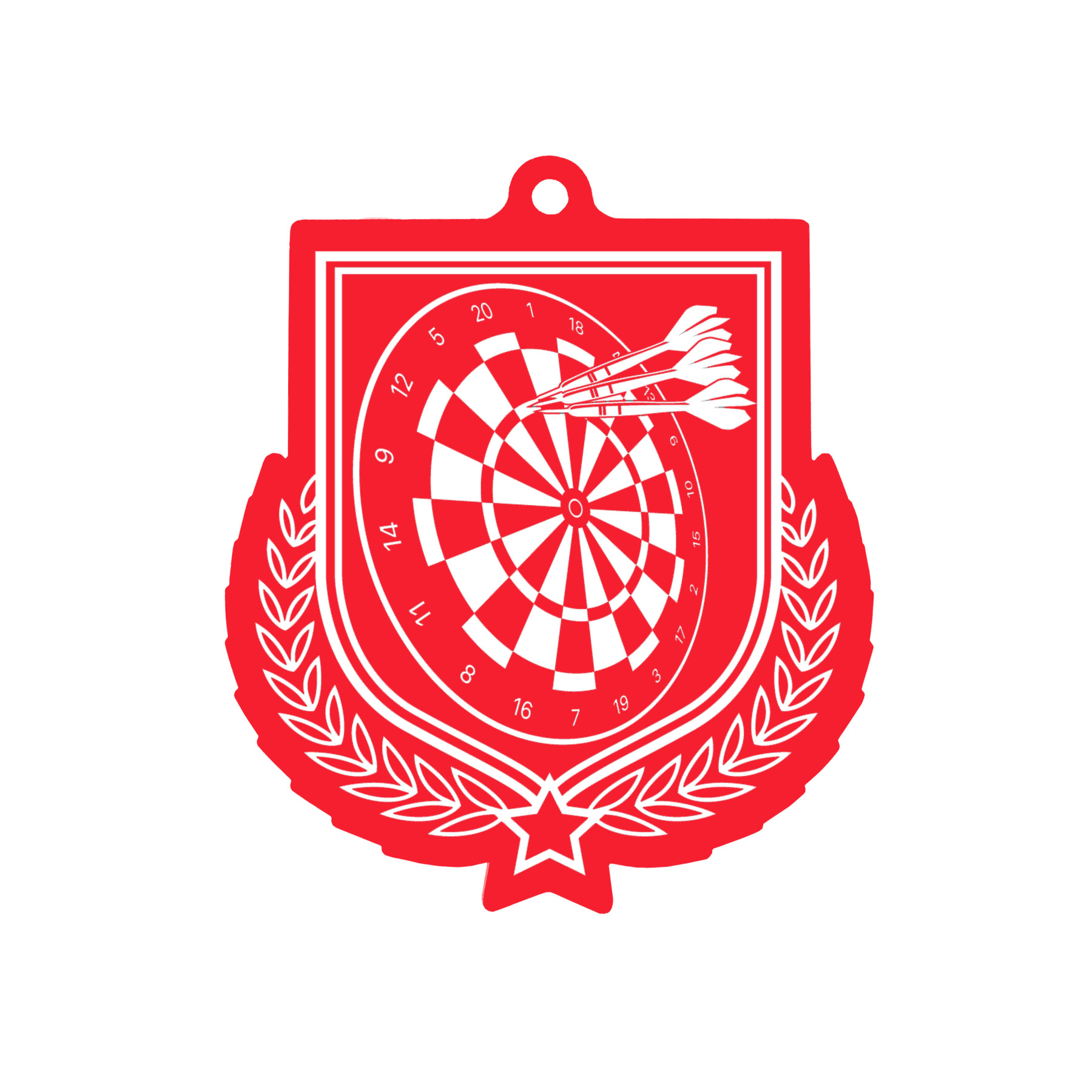 Colour Printed Darts Shield Shaped Medal