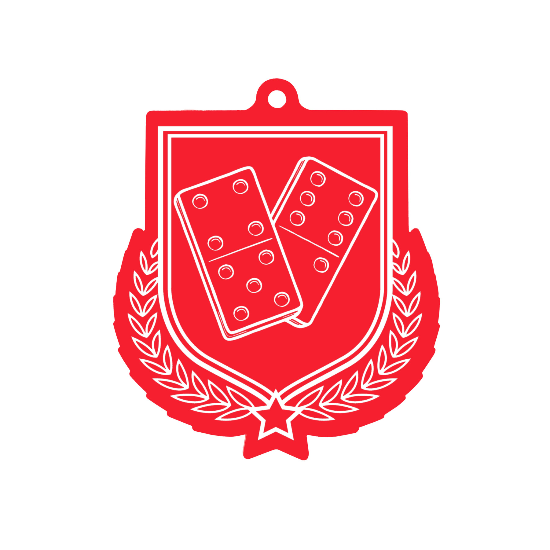 Colour Printed Dominoes Shield Shaped Medal