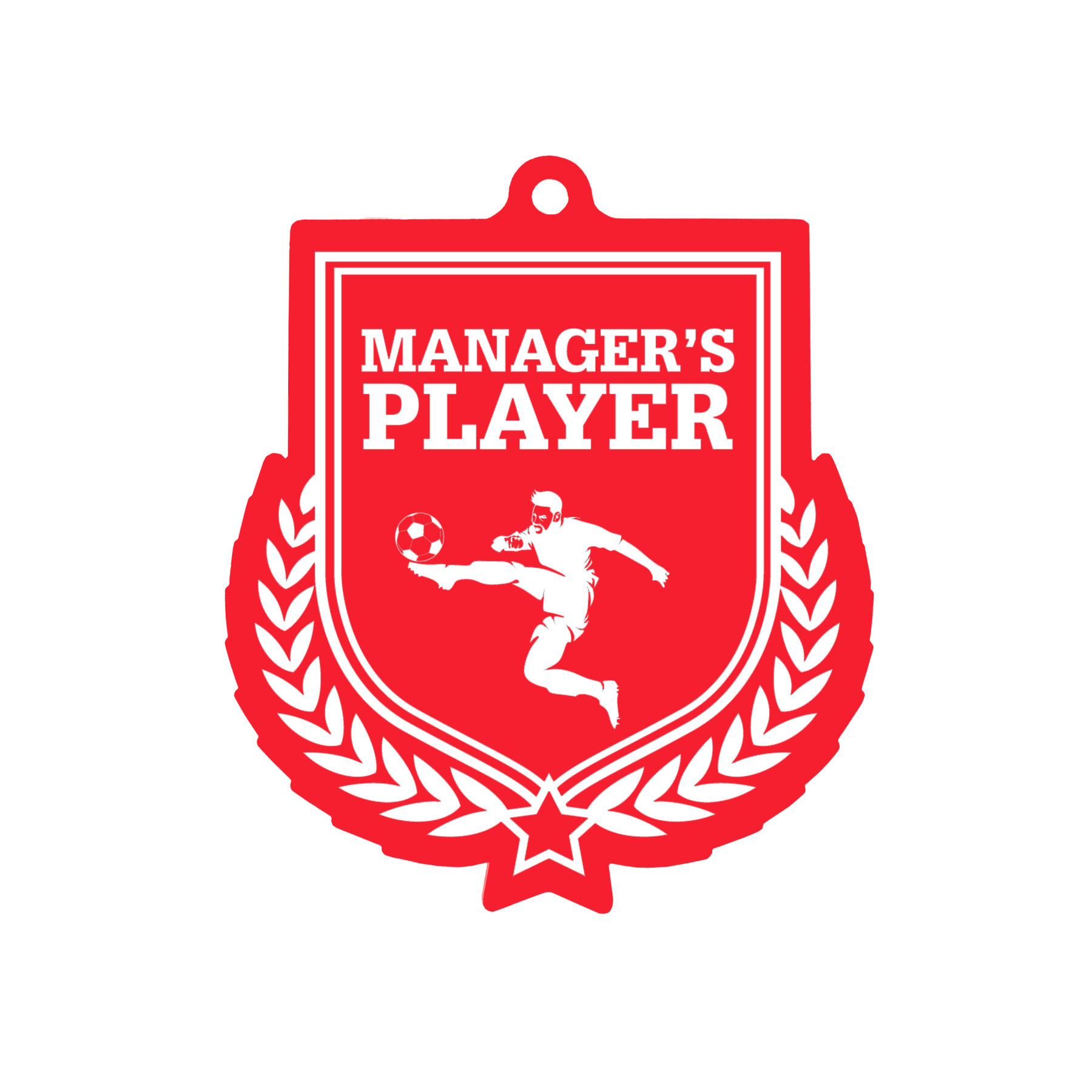 Colour Printed Football Manager's Player Shield Shaped Medal