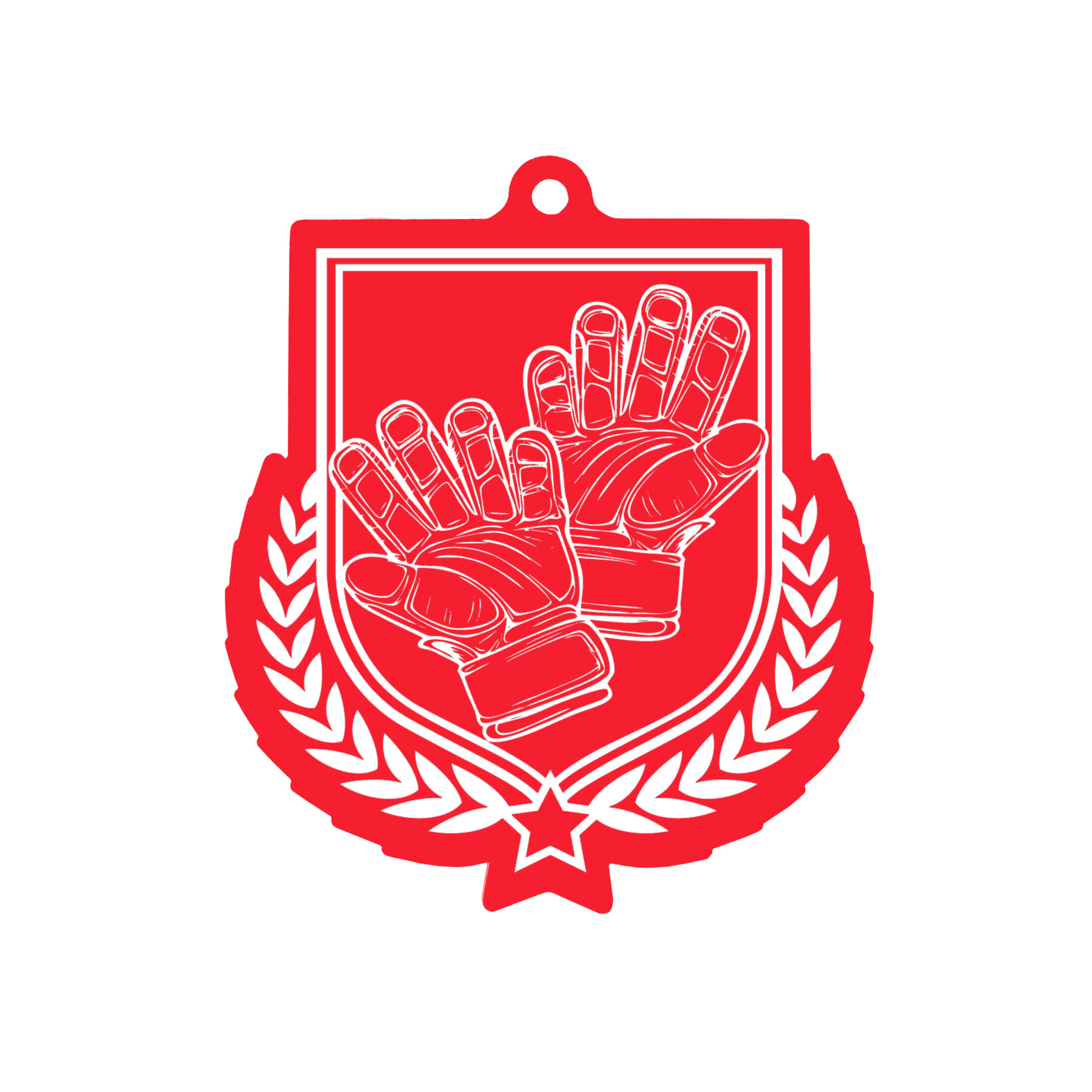 Colour Printed Football Gloves Shield Shaped Medal
