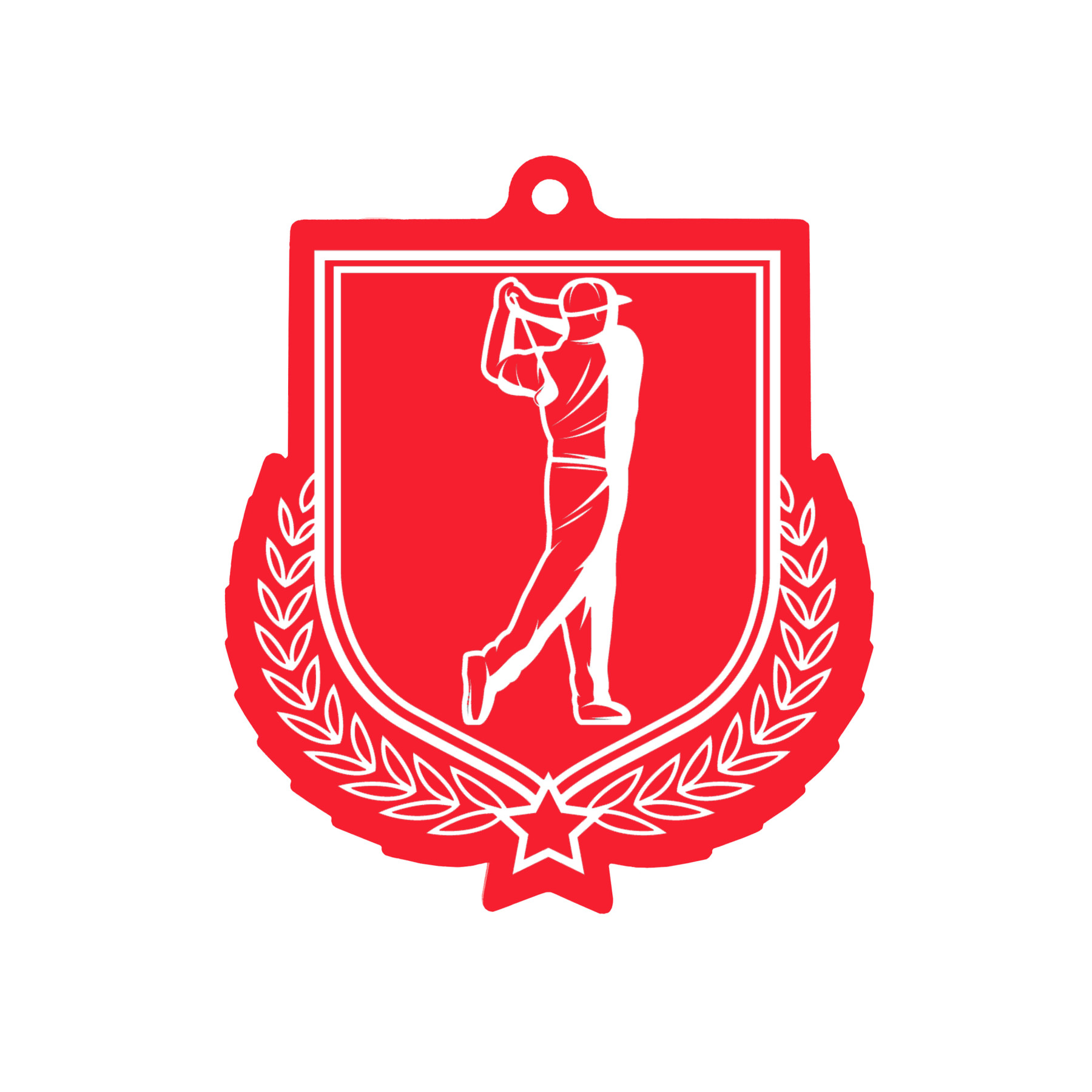Colour Printed Golf Shield Shaped Medal