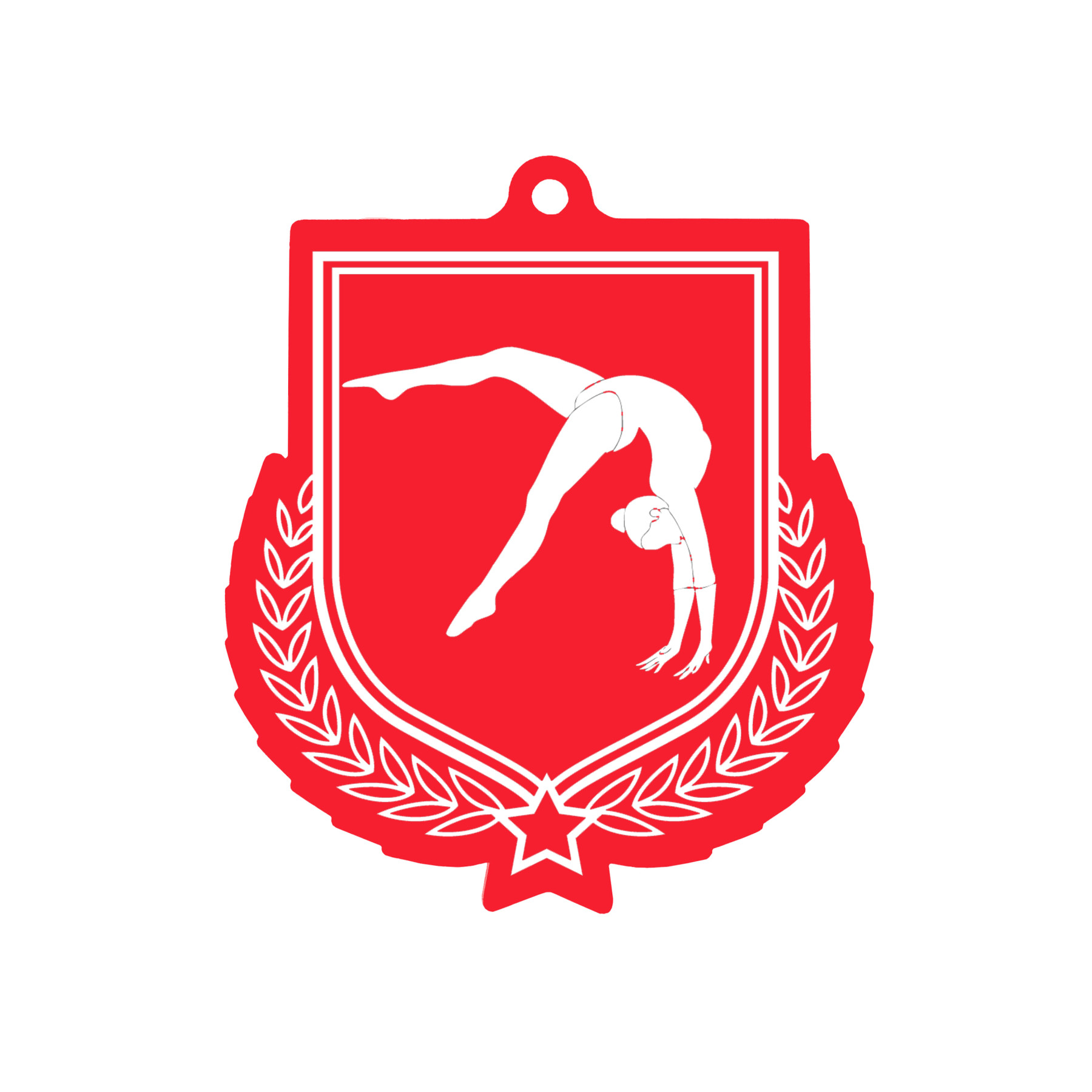 Colour Printed Gymnastics Shield Shaped Medal
