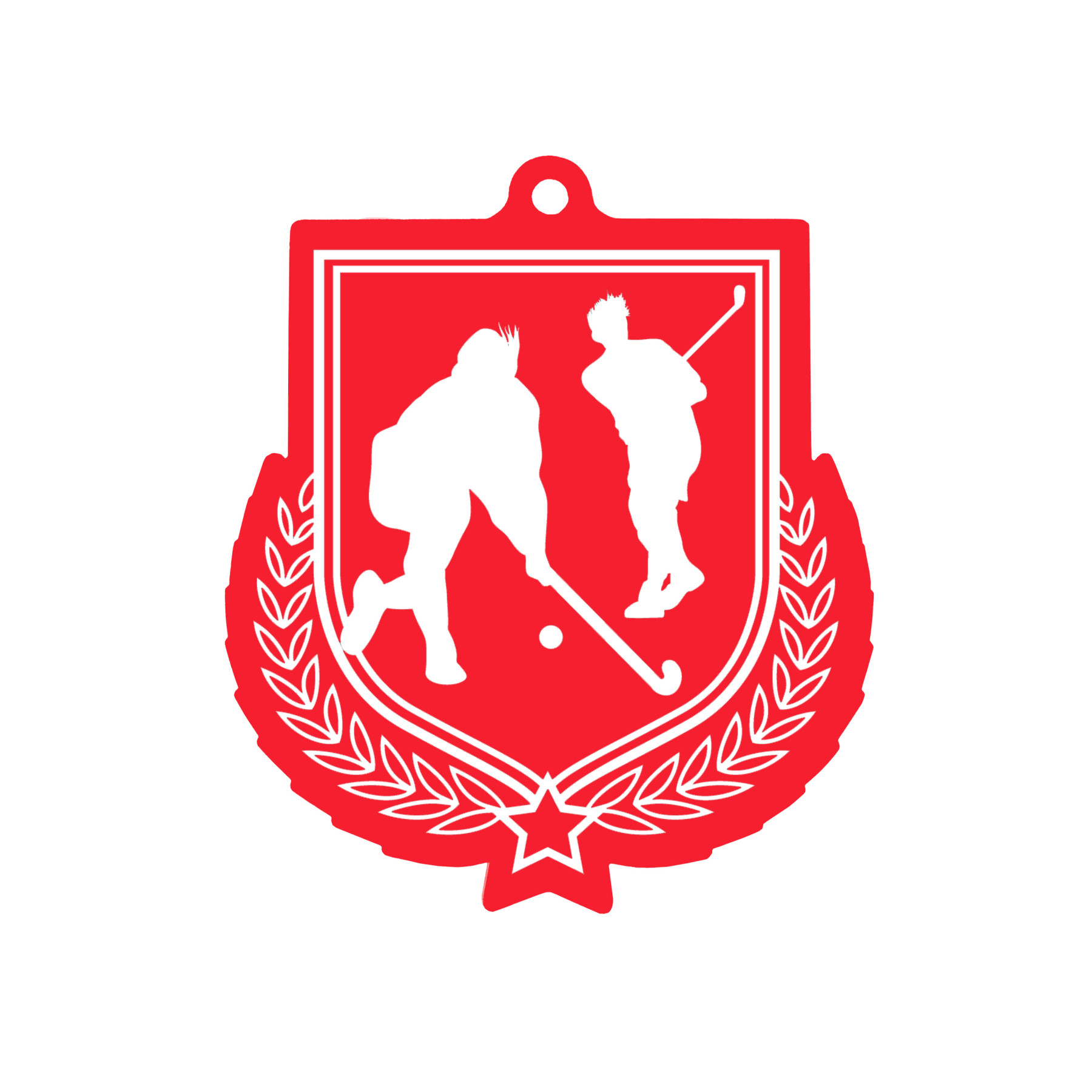 Colour Printed Hockey Shield Shaped Medal