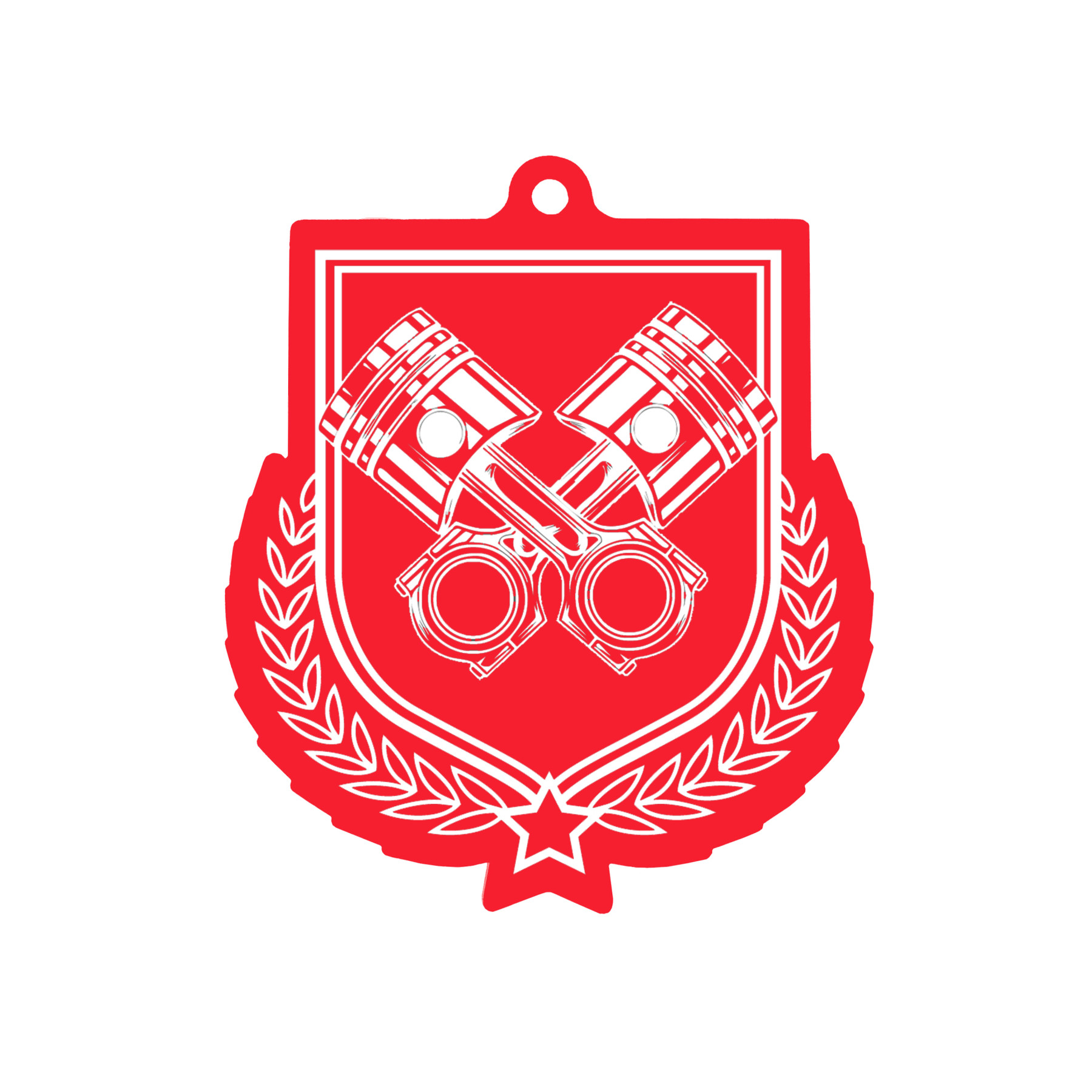 Colour Printed Motorsport Piston Shield Shaped Medal