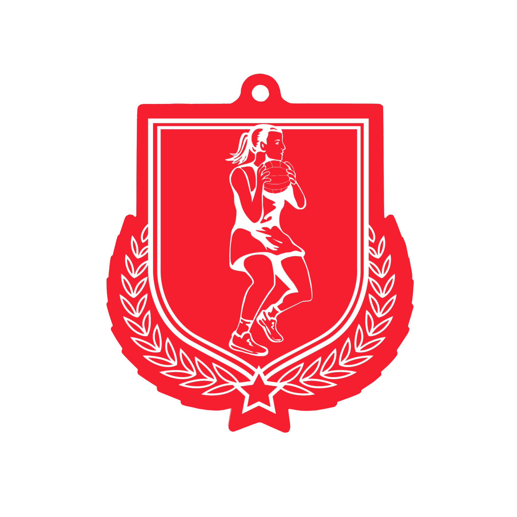 Colour Printed Netball Shield Shaped Medal