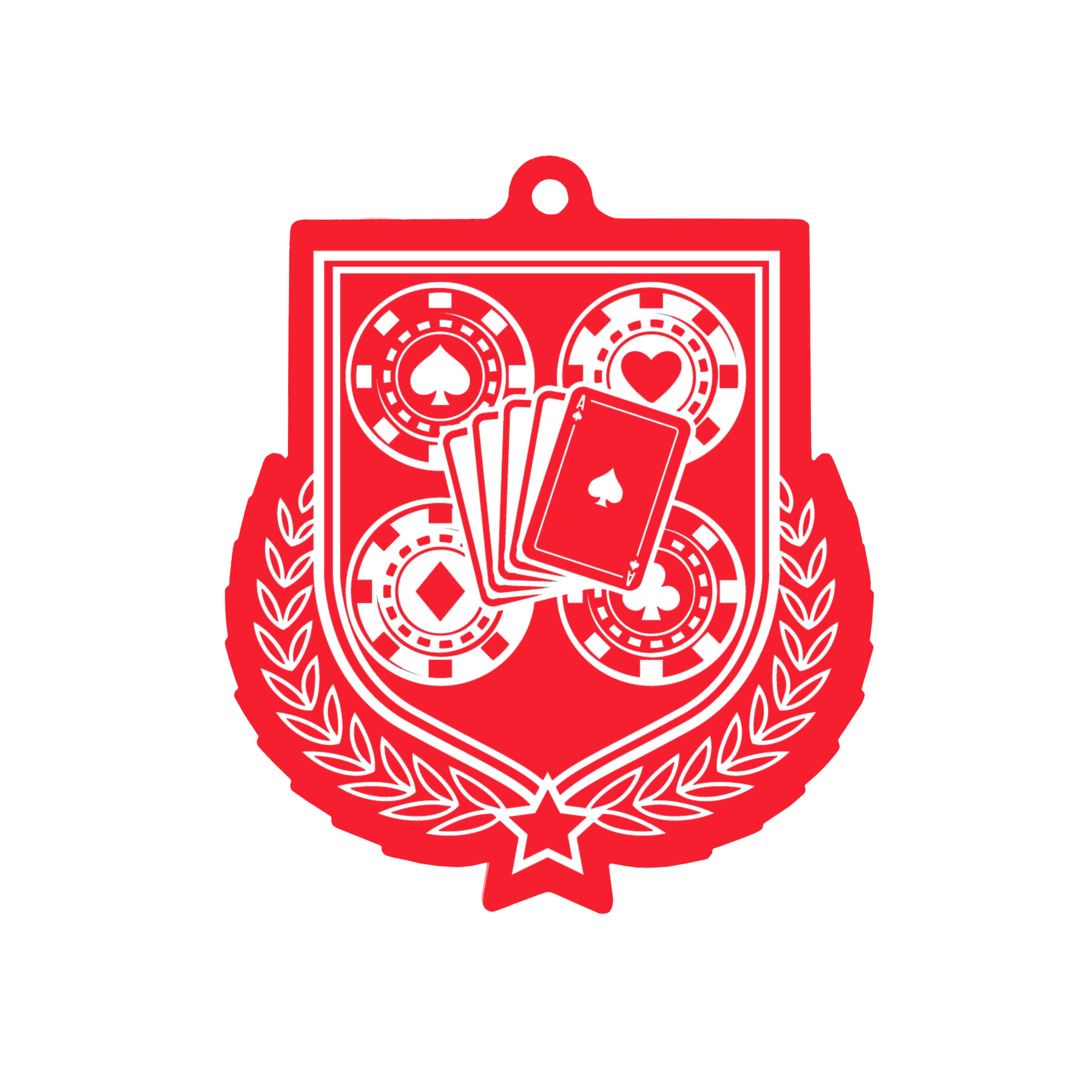 Colour Printed Cards & Poker Shield Shaped Medal