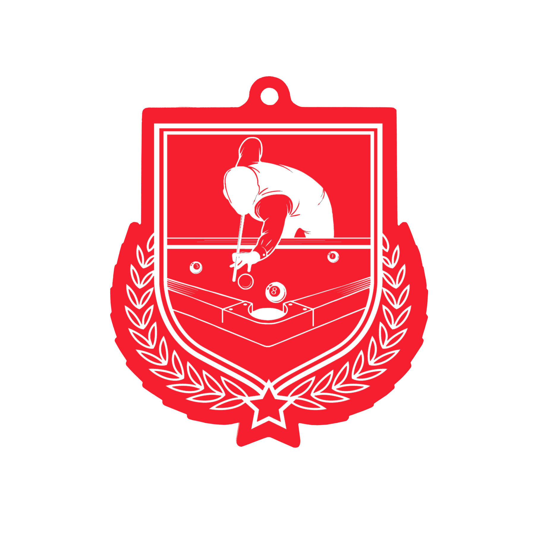 Colour Printed Pool Shield Shaped Medal