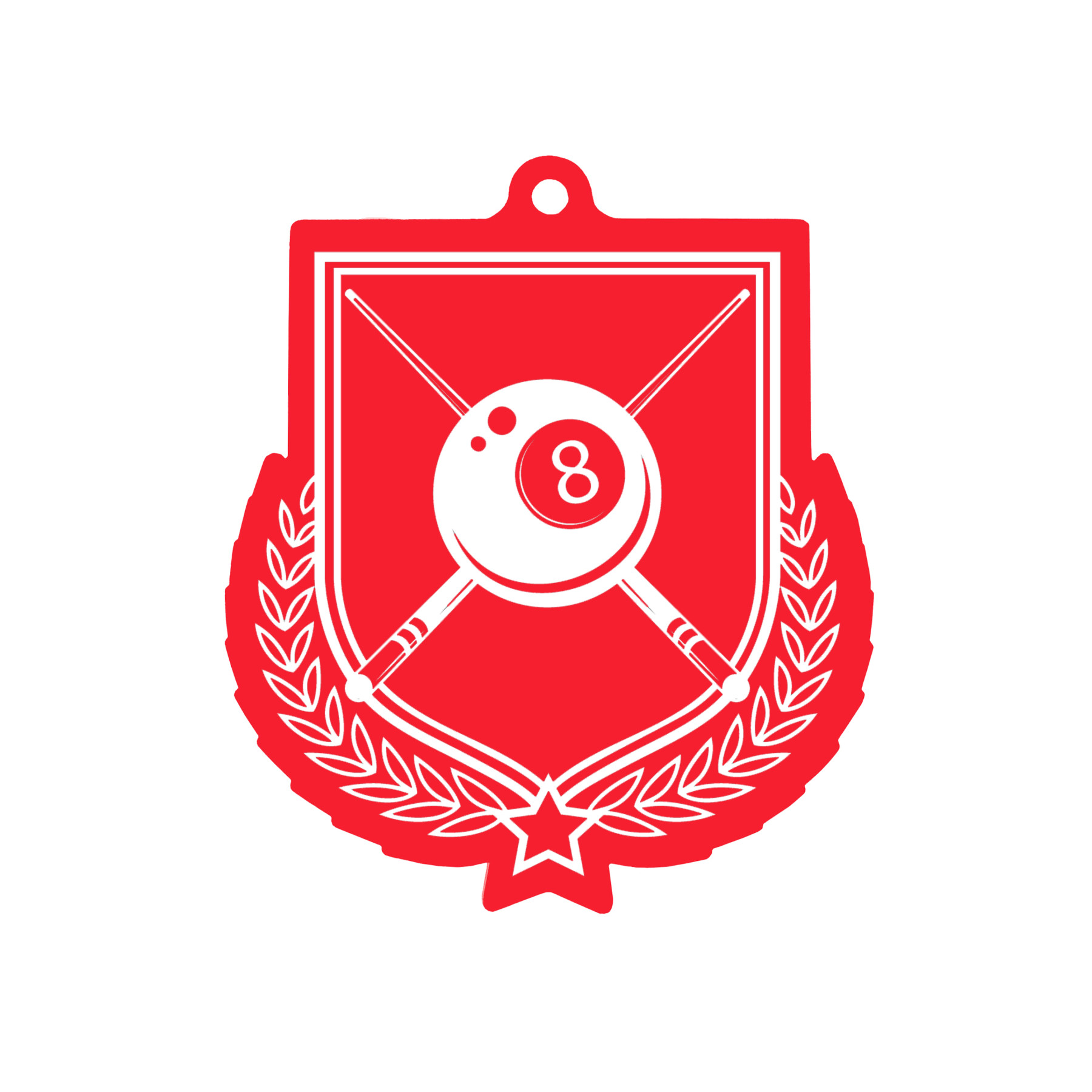 Colour Printed Pool Shield Shaped Medal