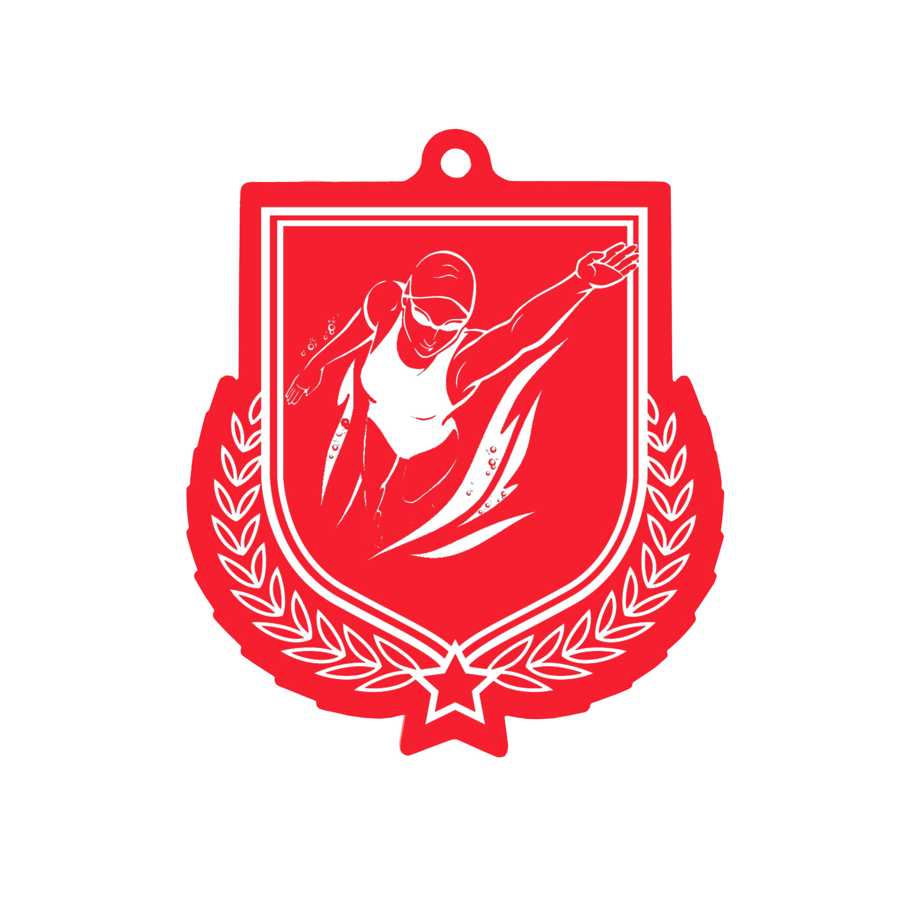 Colour Printed Swimming Shield Shaped Medal