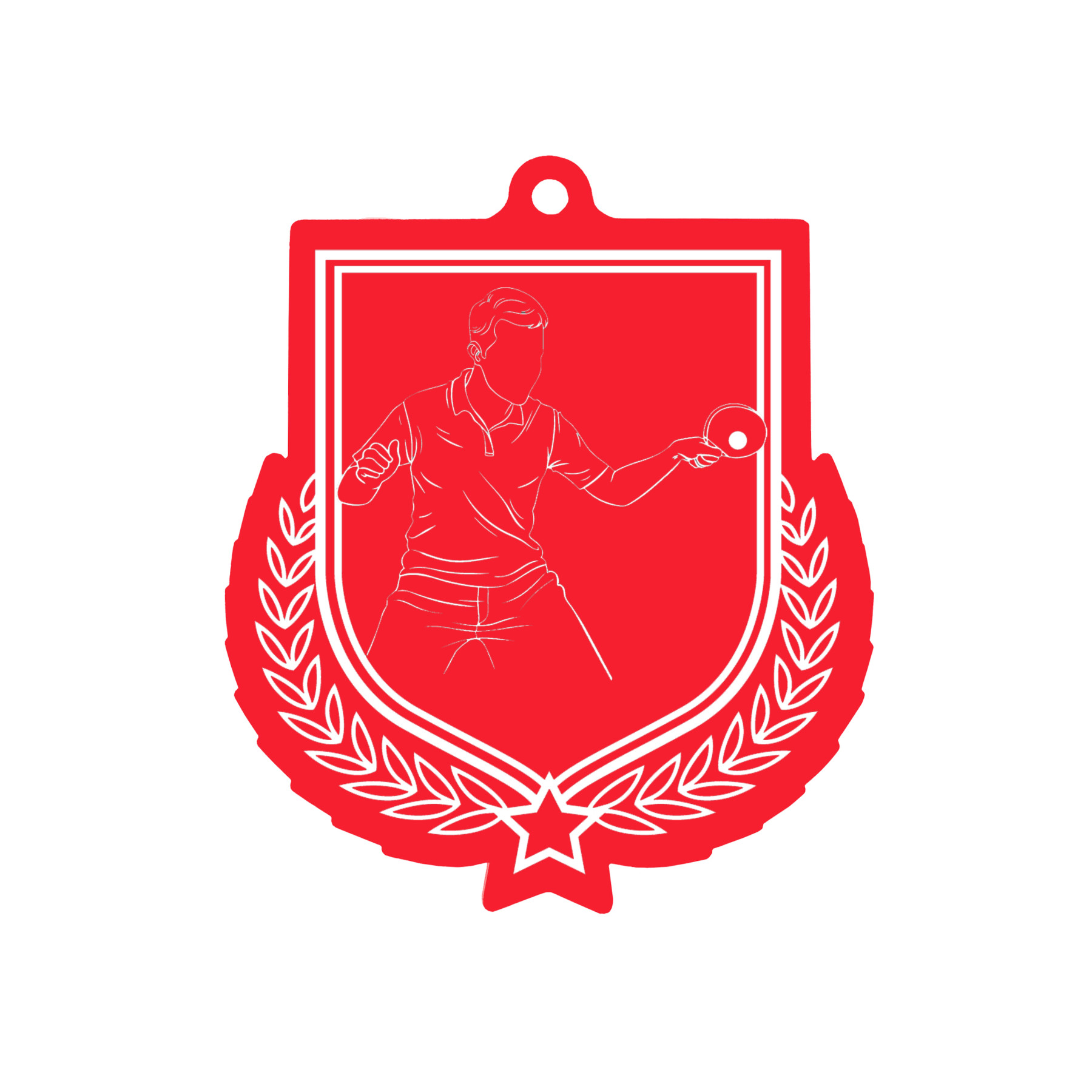 Colour Printed Table Tennis Shield Shaped Medal