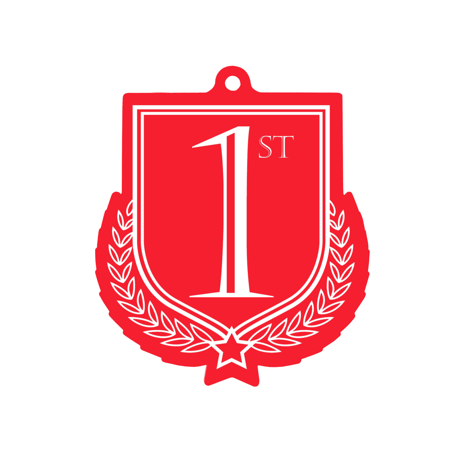 Colour Printed 1st Place Shield Shaped Medal