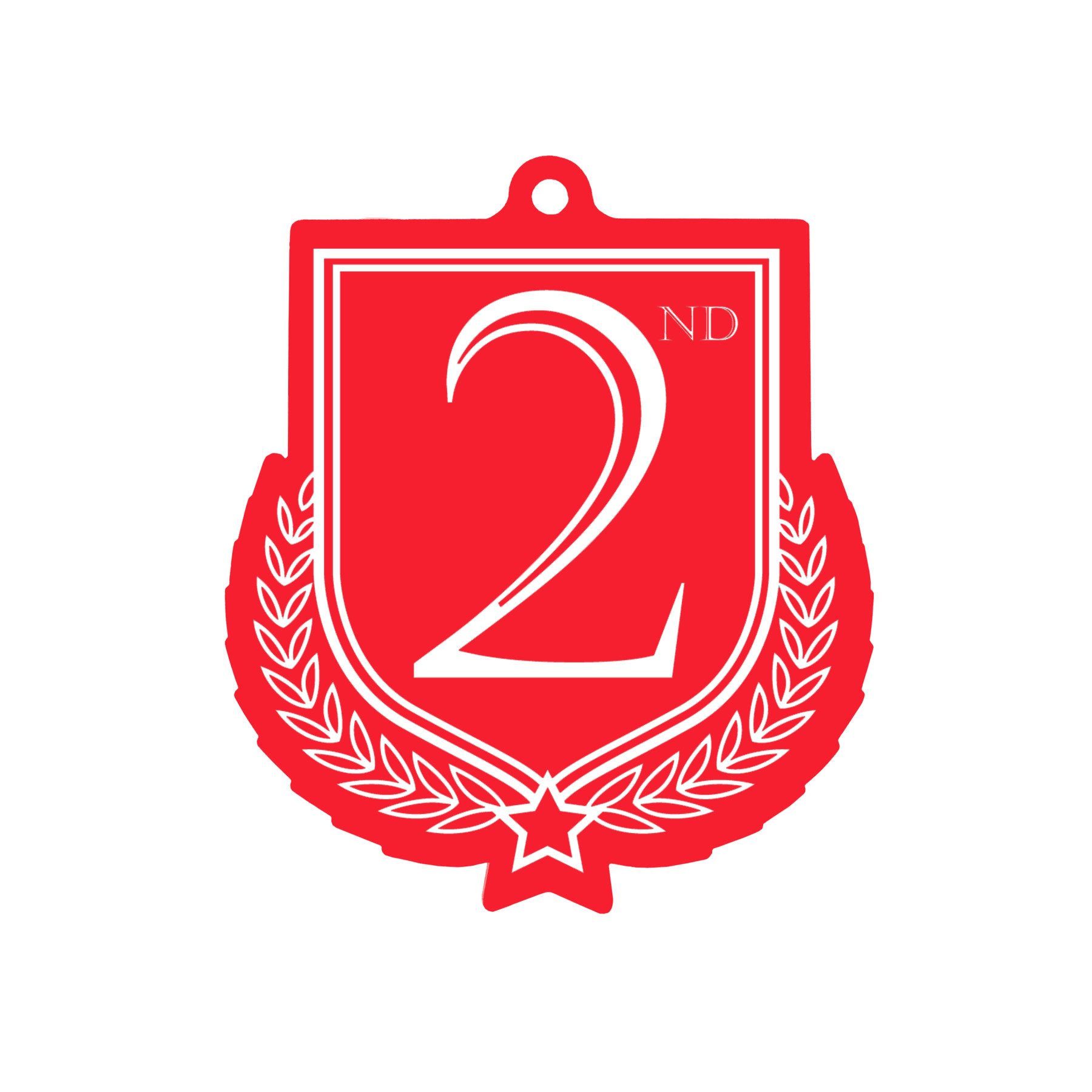 Colour Printed 2nd Place Shield Shaped Medal