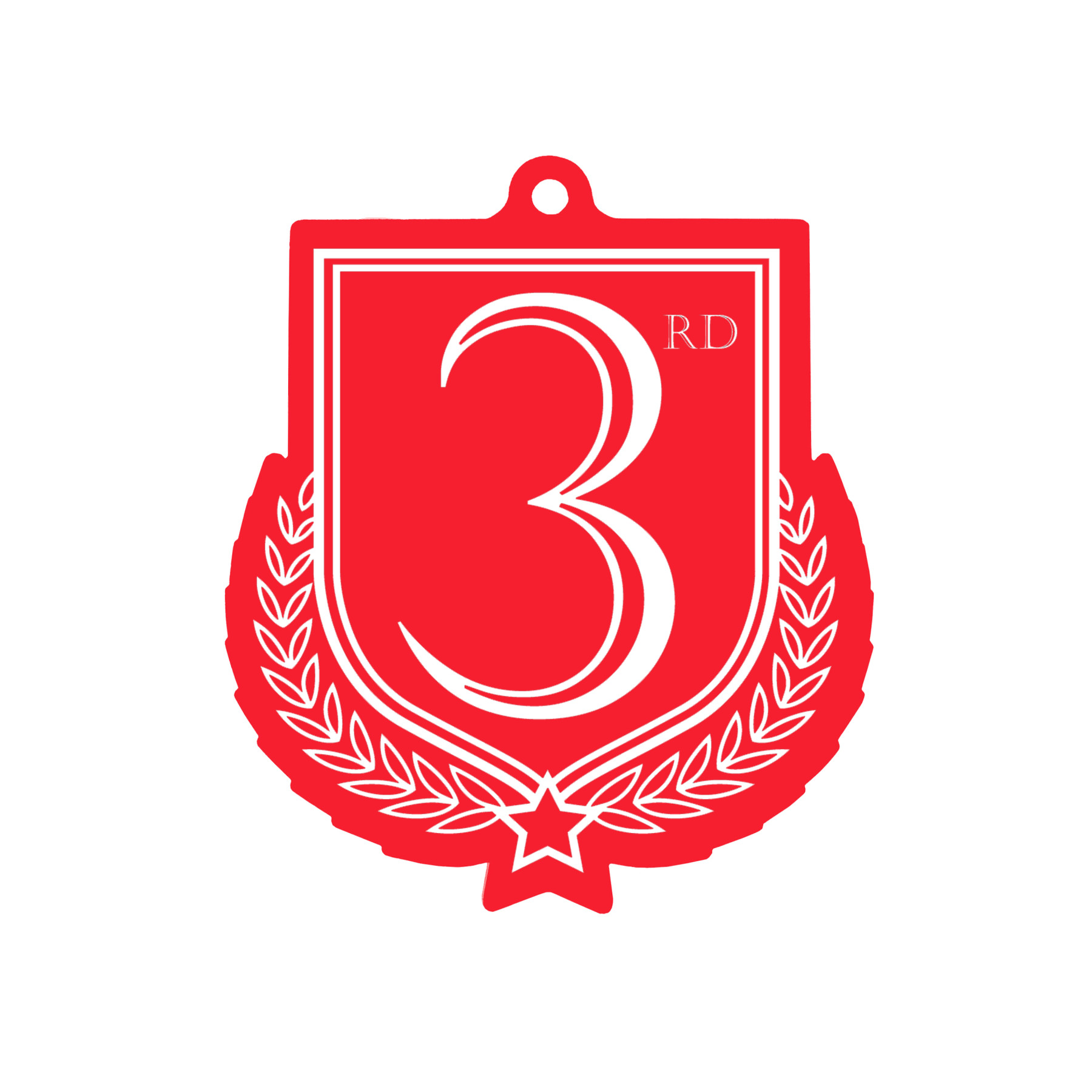 Colour Printed 3rd Place Shield Shaped Medal