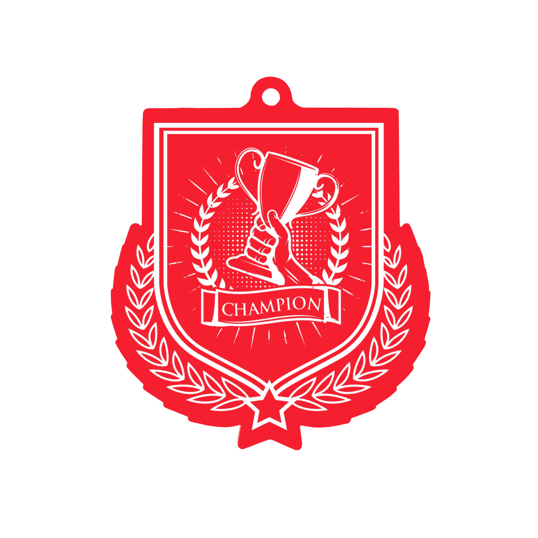 Colour Printed Champion Shield Shaped Medal
