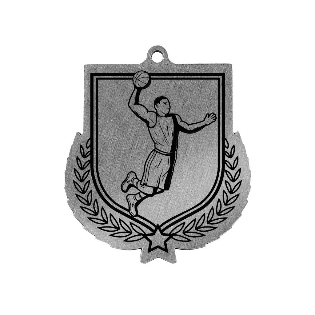 Colour Printed Basketball Shield Shaped Medal