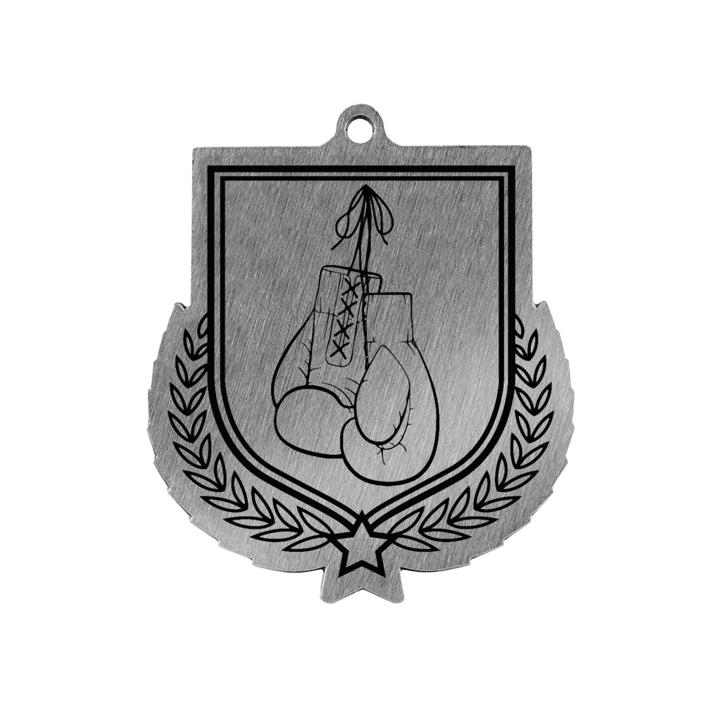 Colour Printed Boxing Gloves Shield Shaped Medal