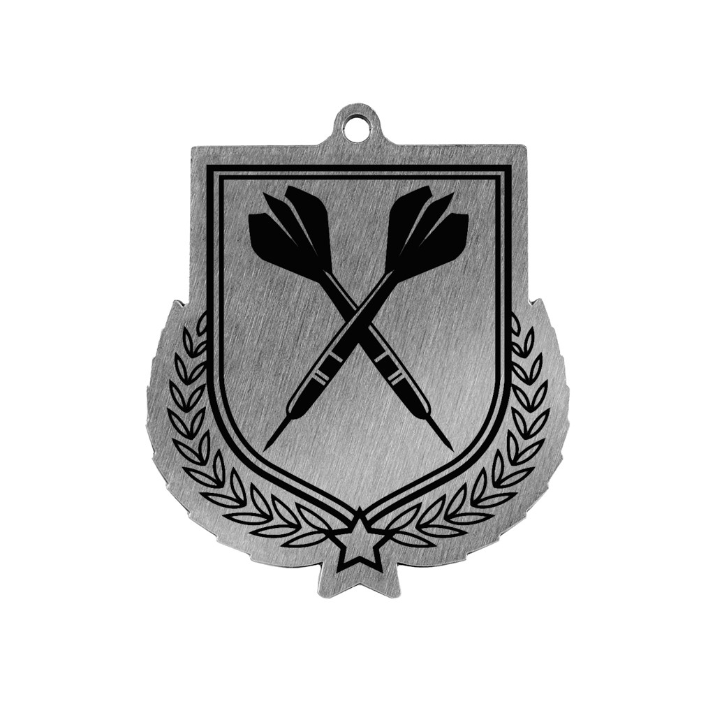 Colour Printed Darts Shield Shaped Medal
