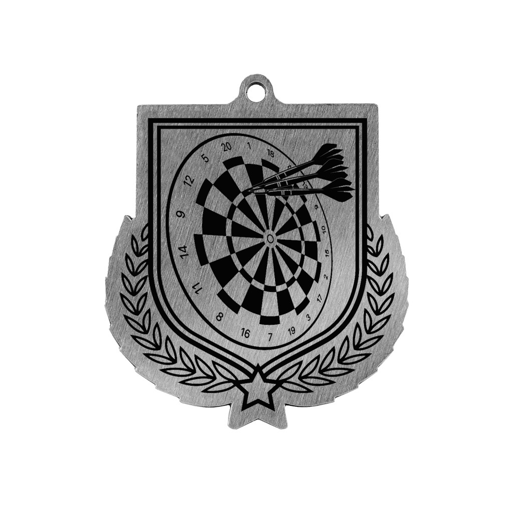 Colour Printed Darts Shield Shaped Medal