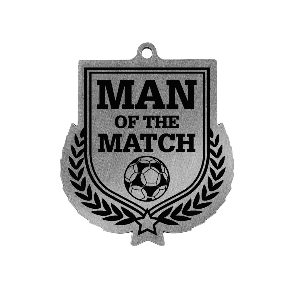 Colour Printed Football Man of the Match Shield Shaped Medal