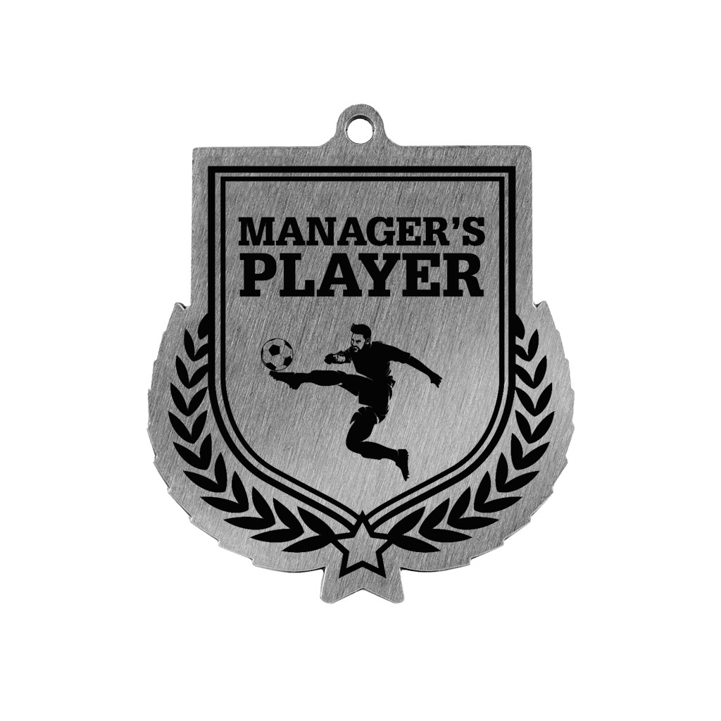 Colour Printed Football Manager's Player Shield Shaped Medal