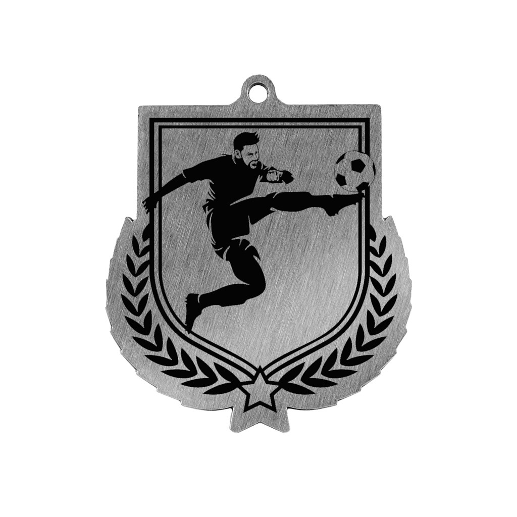 Colour Printed Football Shield Shaped Medal
