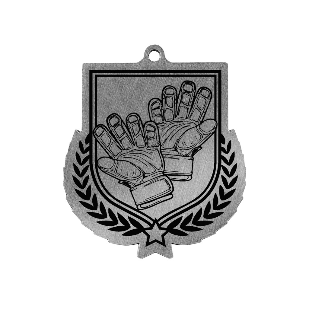 Colour Printed Football Gloves Shield Shaped Medal