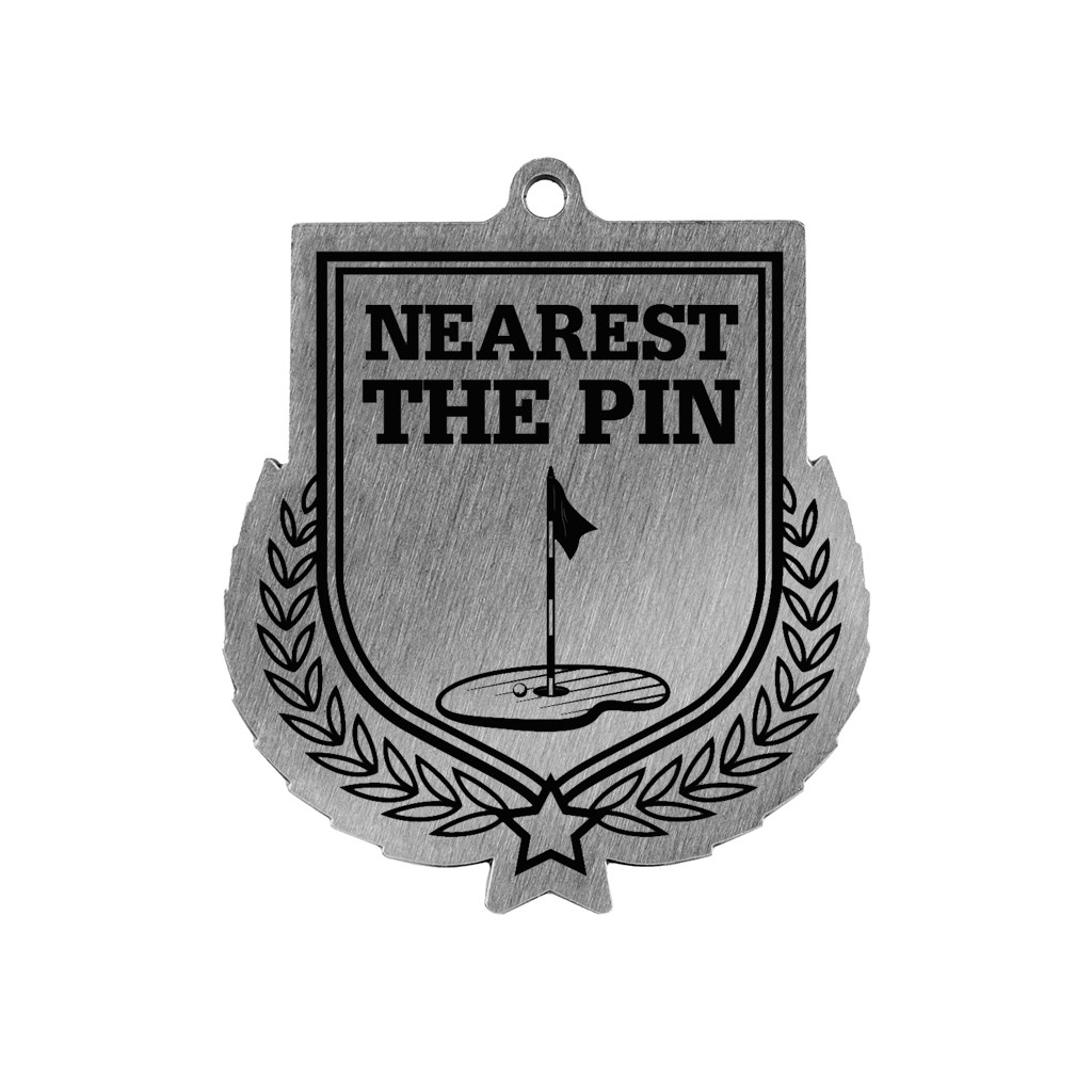 Colour Printed Golf Nearest the Pin Shield Shaped Medal