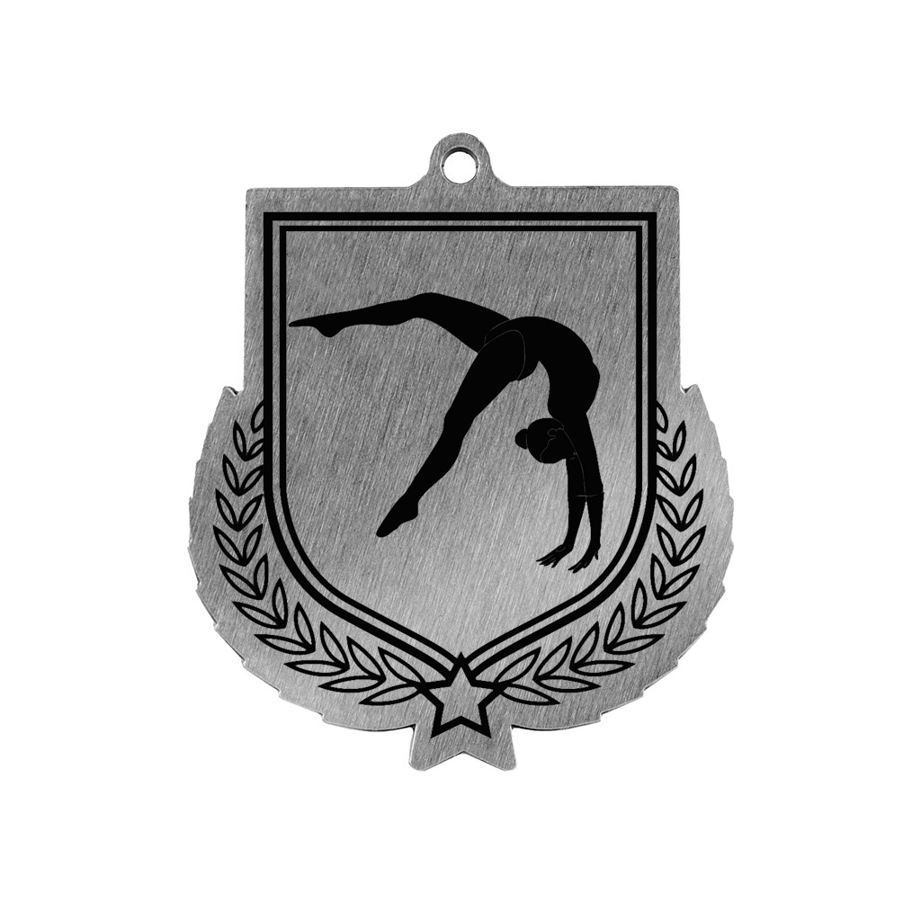 Colour Printed Gymnastics Shield Shaped Medal