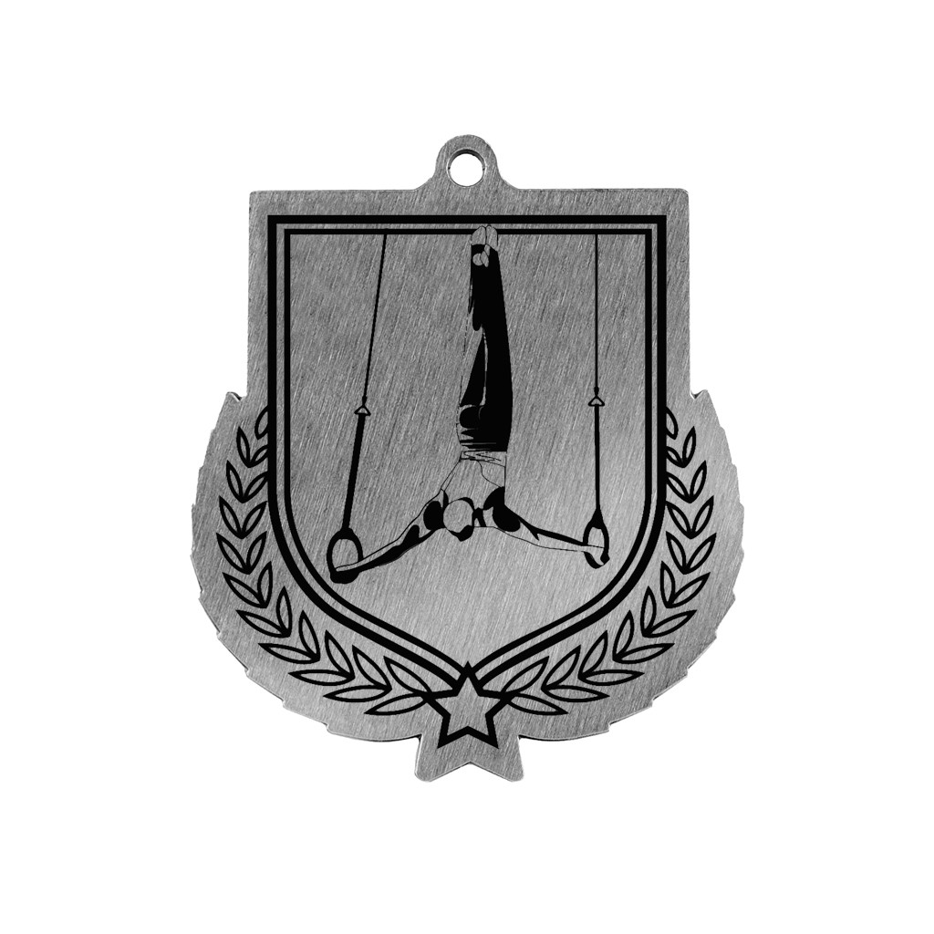 Colour Printed Gymnastics Rings Shield Shaped Medal