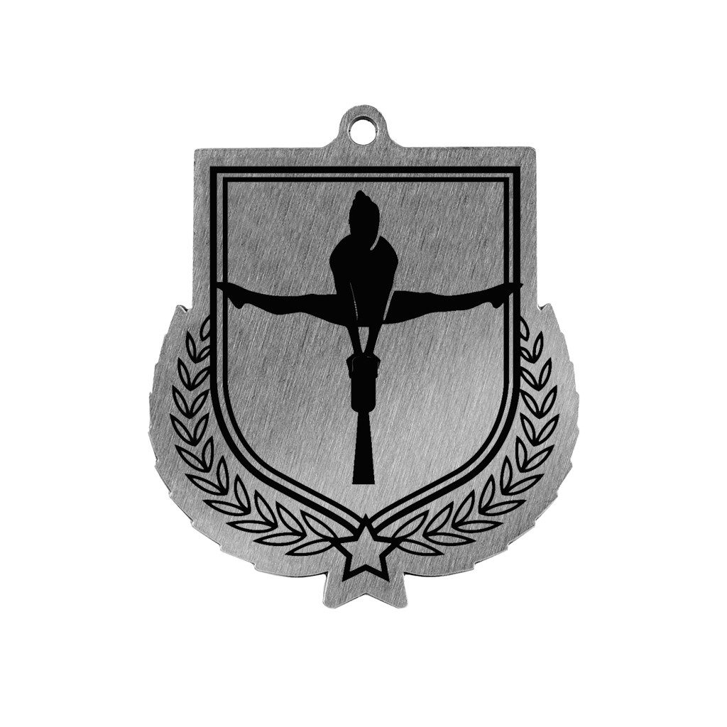 Colour Printed Gymnastics Beam Shield Shaped Medal