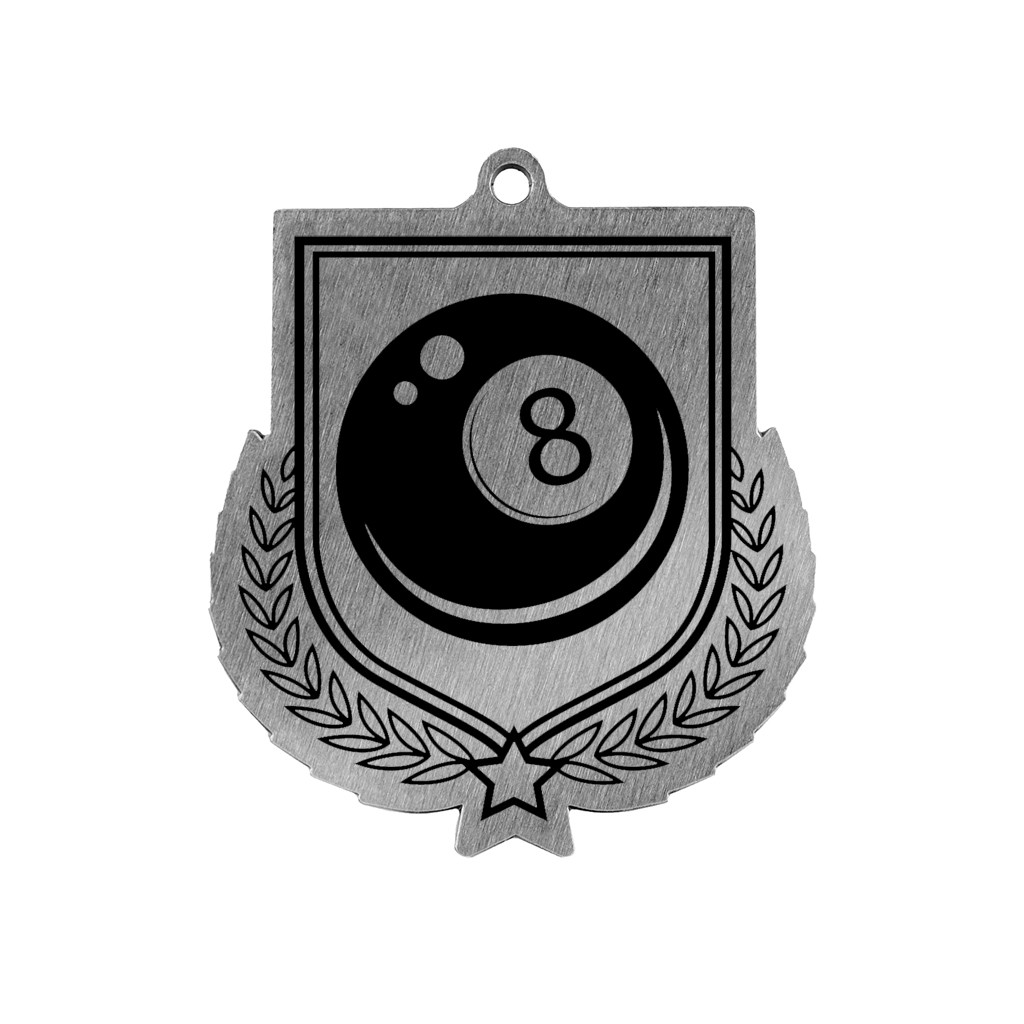 Colour Printed Pool Shield Shaped Medal