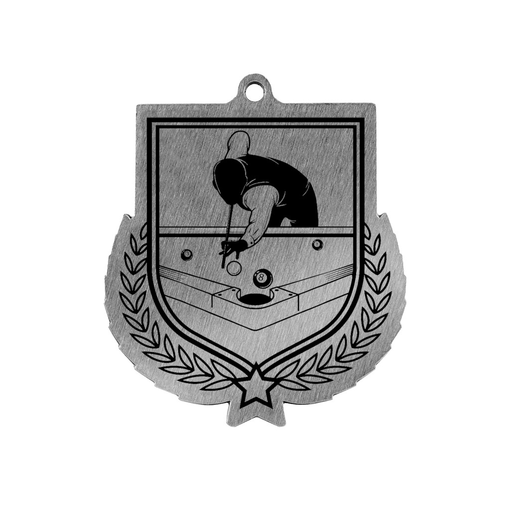 Colour Printed Pool Shield Shaped Medal